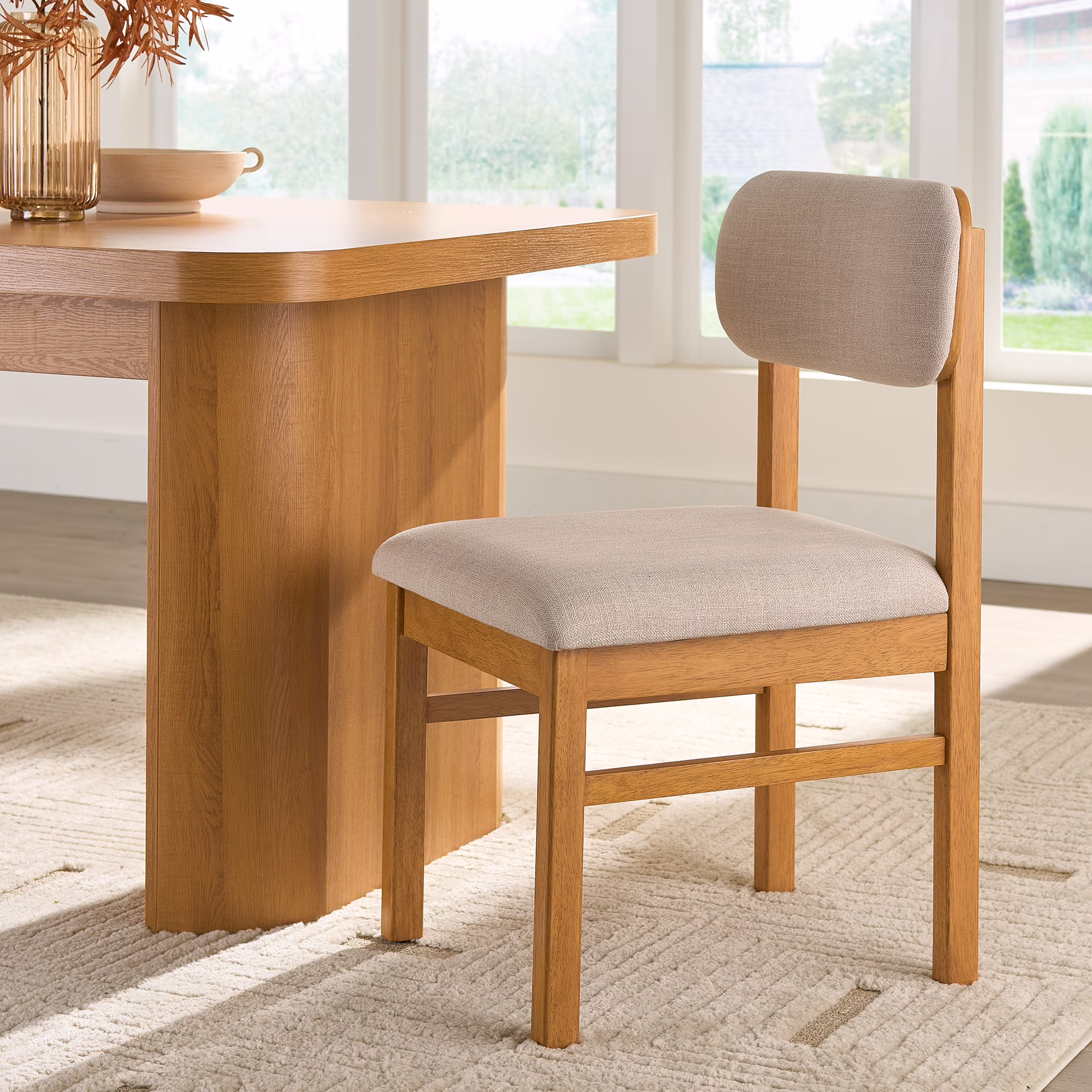 Better Homes & Gardens Juliet Dining Chairs 2 Pack, Light Honey Finish and Olive Green - Image 3