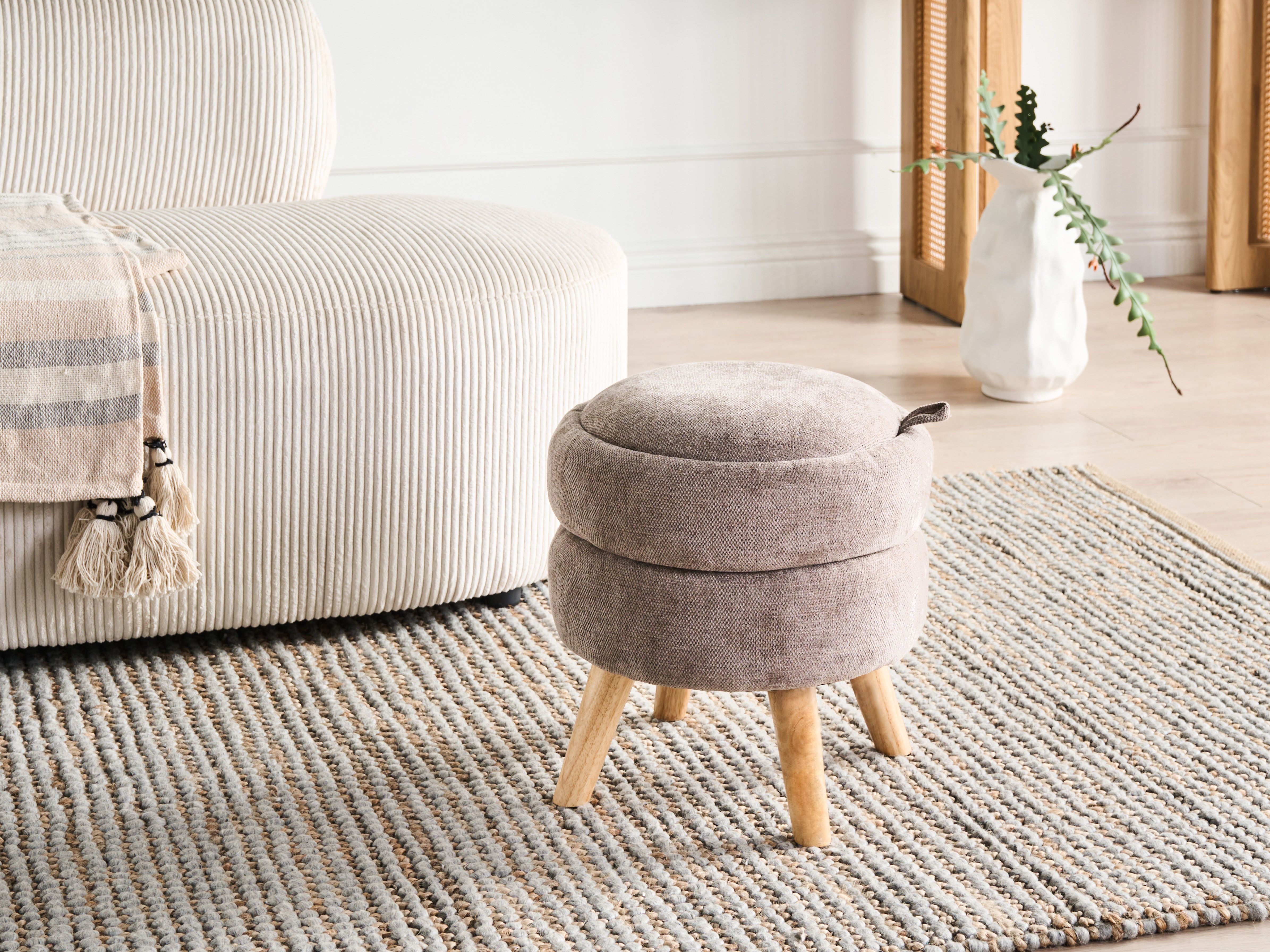 Storage Pouffe HAWLEY Chenille Taupe