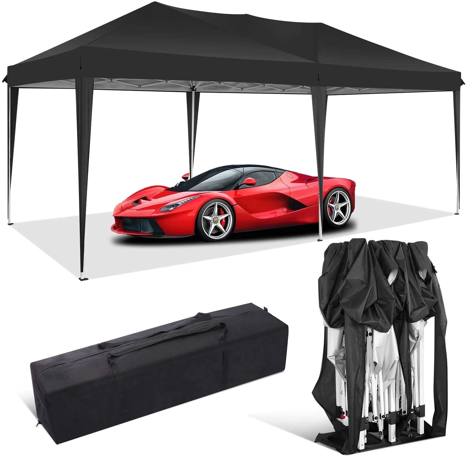 SANOPY 10'x10' EZ Pop Up Canopy Tent Outdoor Party Instant Shelter Portable Folding Beach Canopy with 4 Sandbag & Carrying Bag, Black - Image 48