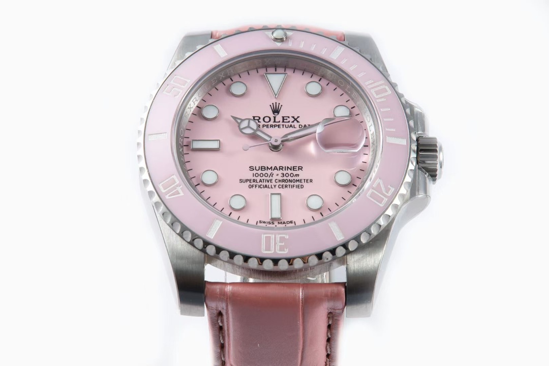 Rolex Submariner - Women's Pink - 40MM - Leather(1:1 replica) - Elite Watch Atelier