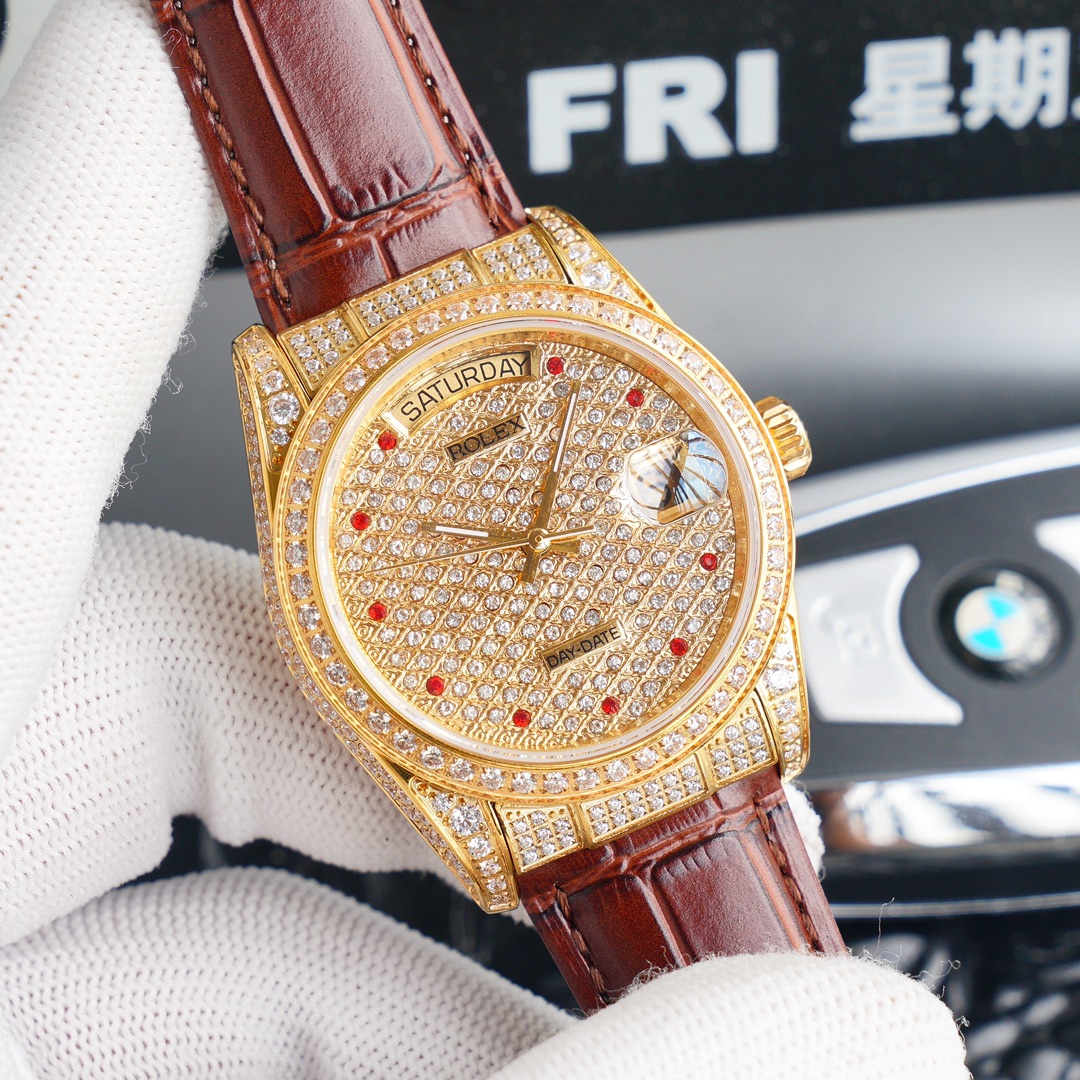 Rolex new full-diamond logotype - full diamonds with classic lettering - official size 36mm(1:1 replica) - Elite Watch Atelier