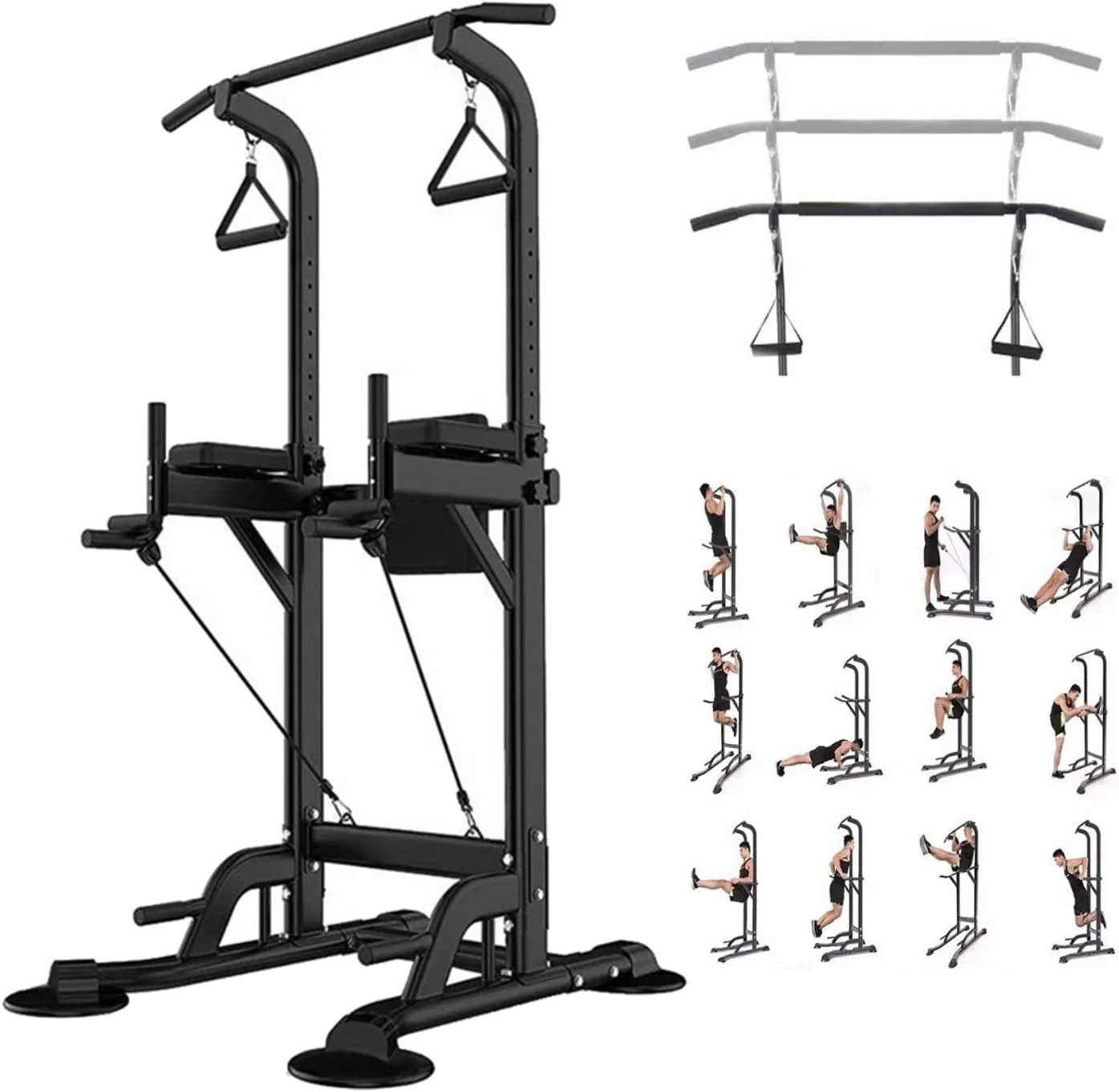 Tappio Multifunction Power Tower Dip Bar Station Pull Up Bar Stand for Home Gym, Adjustable Strength Training Fitness Equipment with Backrest,400lb Capacity - Image 9