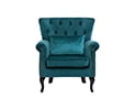 Guyou Mid Century Accent Chair Modern Button Tufted Armchair Wingback Club Chair Velvet Single Sofa Lounge Chair with Pillow for Living Room Bedroom, Teal Blue - Image 16