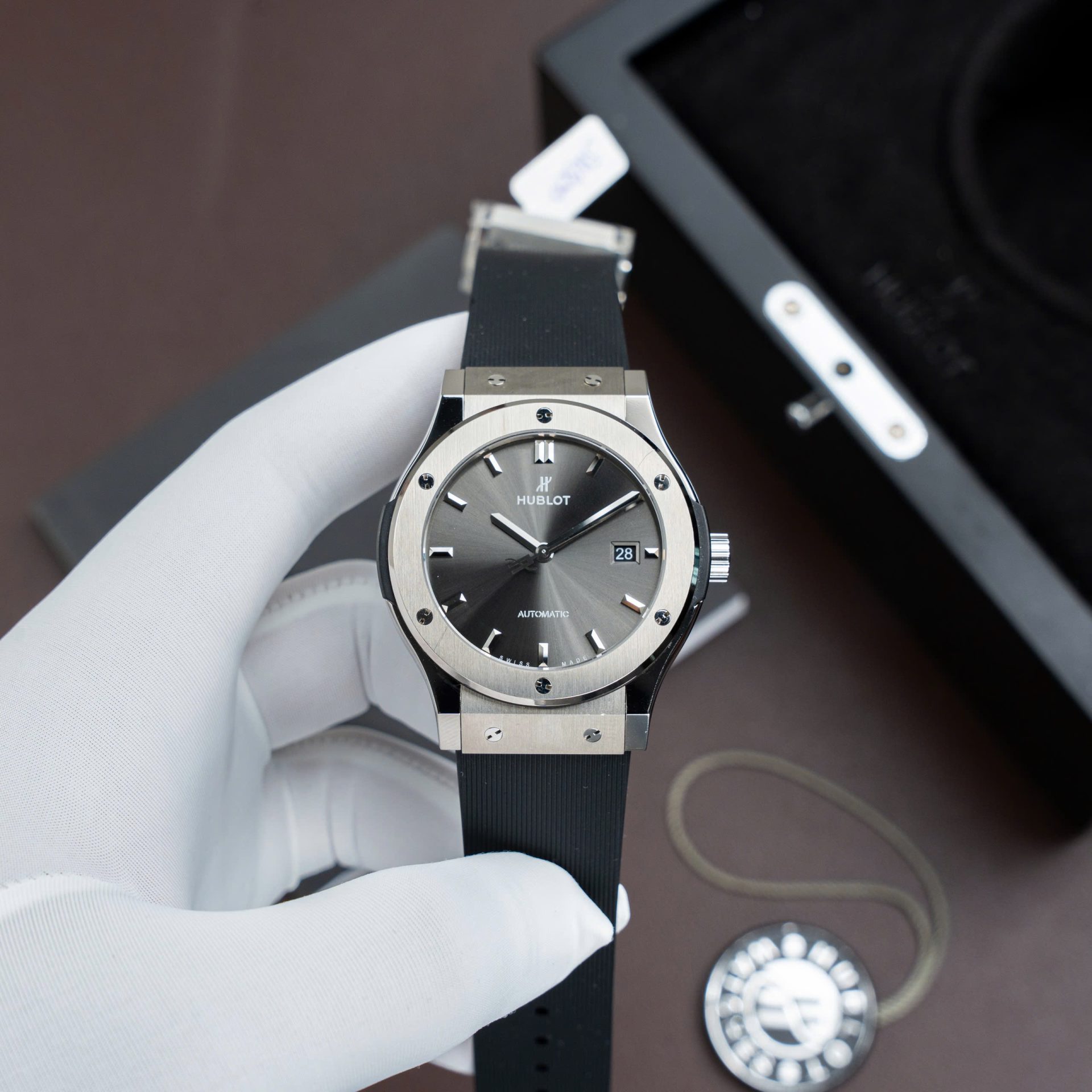 Hublot Classic Fusion Titanium Gray Dial Replica Watches Movement SW300 Rubber Strap 42mm - Elite Watch Atelier