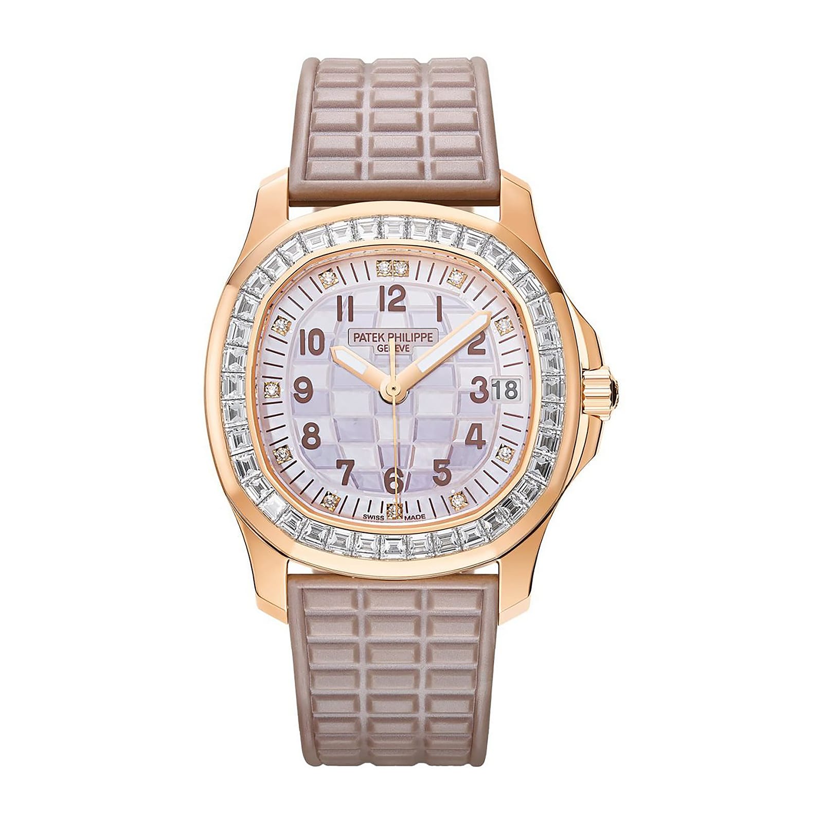 Fake Patek Philippe Replica Watch Aquanaut Luce Haute Joaillerie Rose Gold Diamonds Mother of Pearl Beige Diamond Dial 5072R-001 TC(1:1 replica) - Elite Watch Atelier