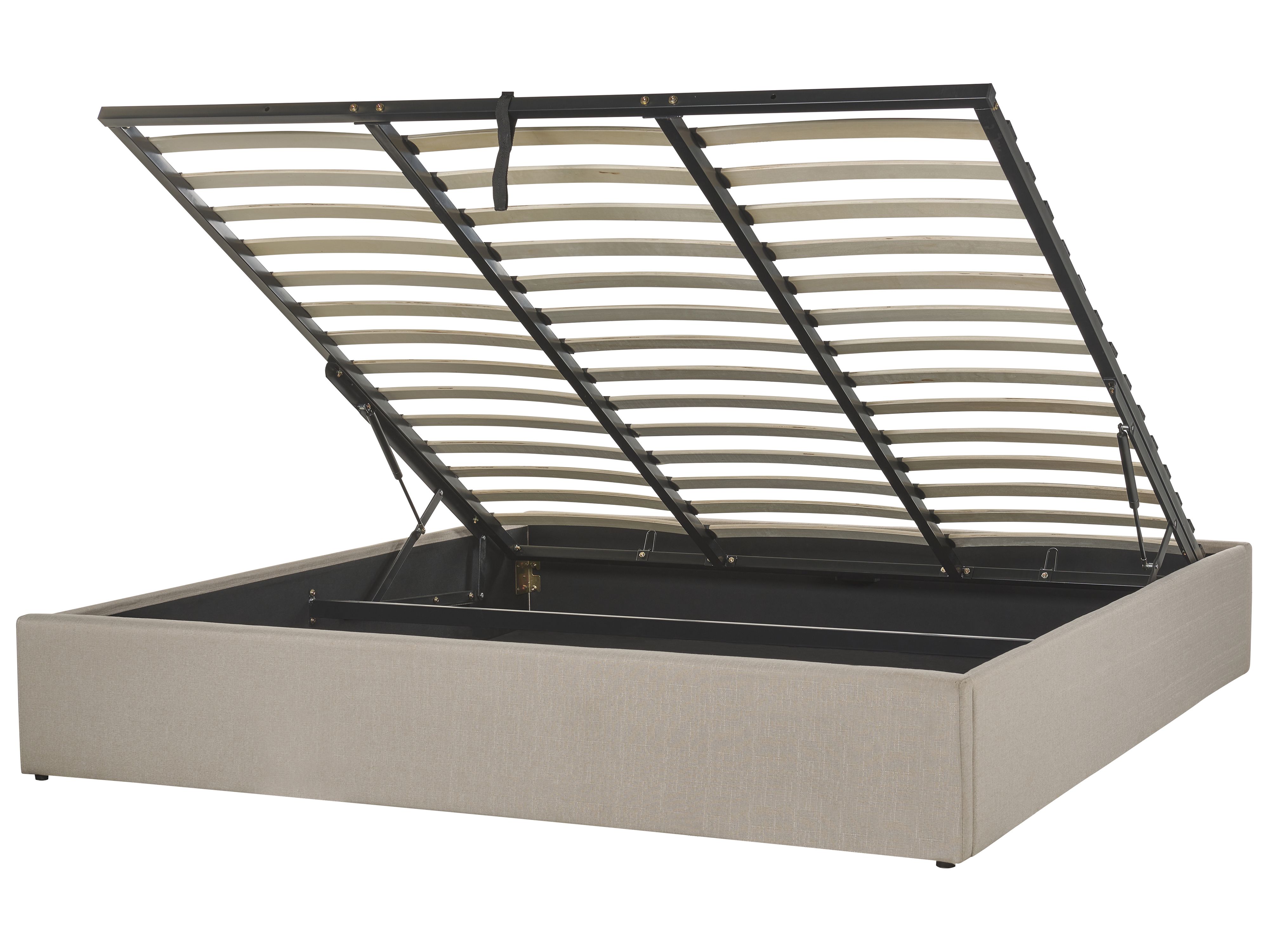 Ottoman Bed without Headboard Fabric DINAN 180 x 200 cm (EU Super King) Light Brown