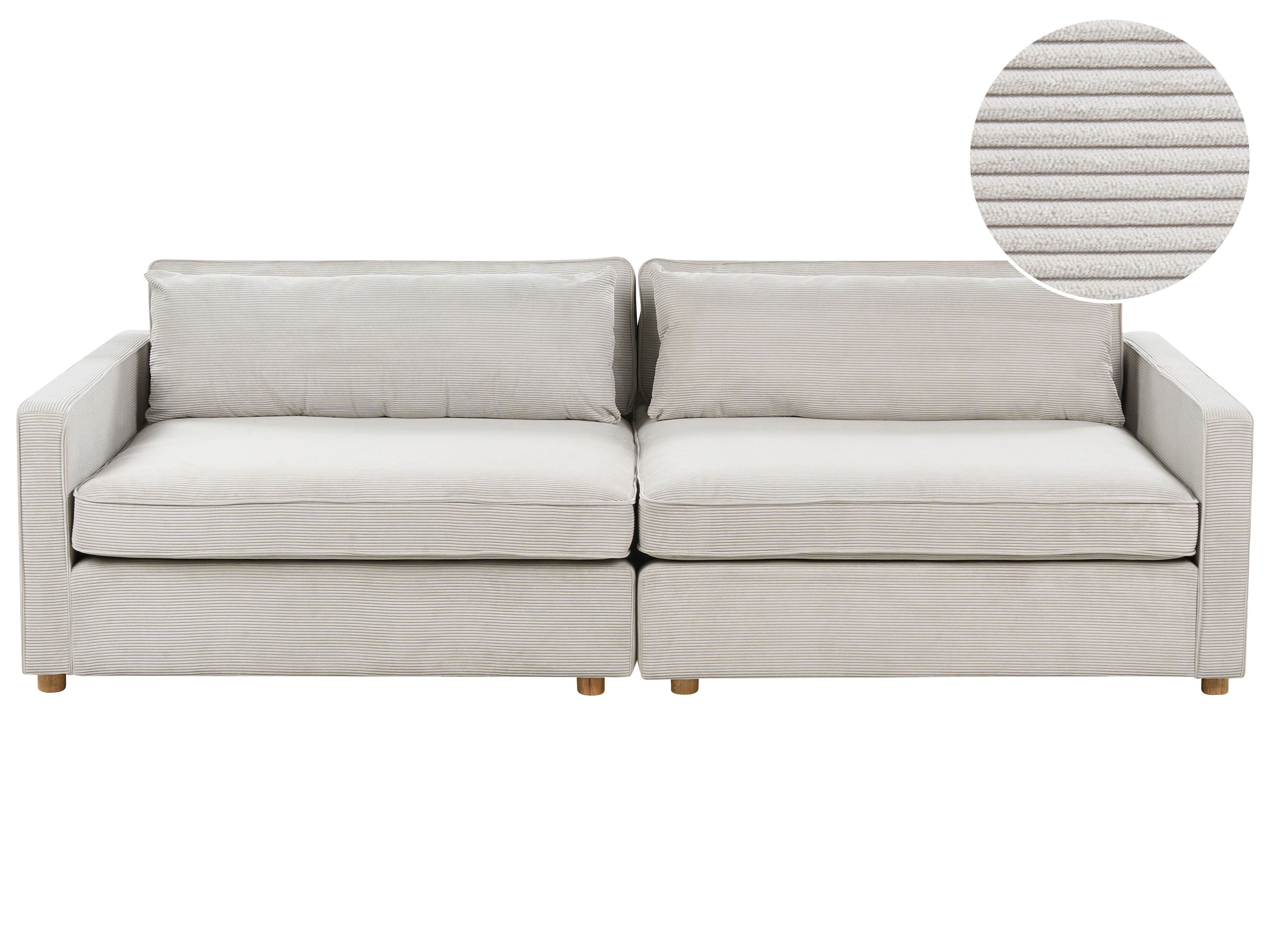 Sofa 3 Seater VINSTRA Corduroy Light Grey