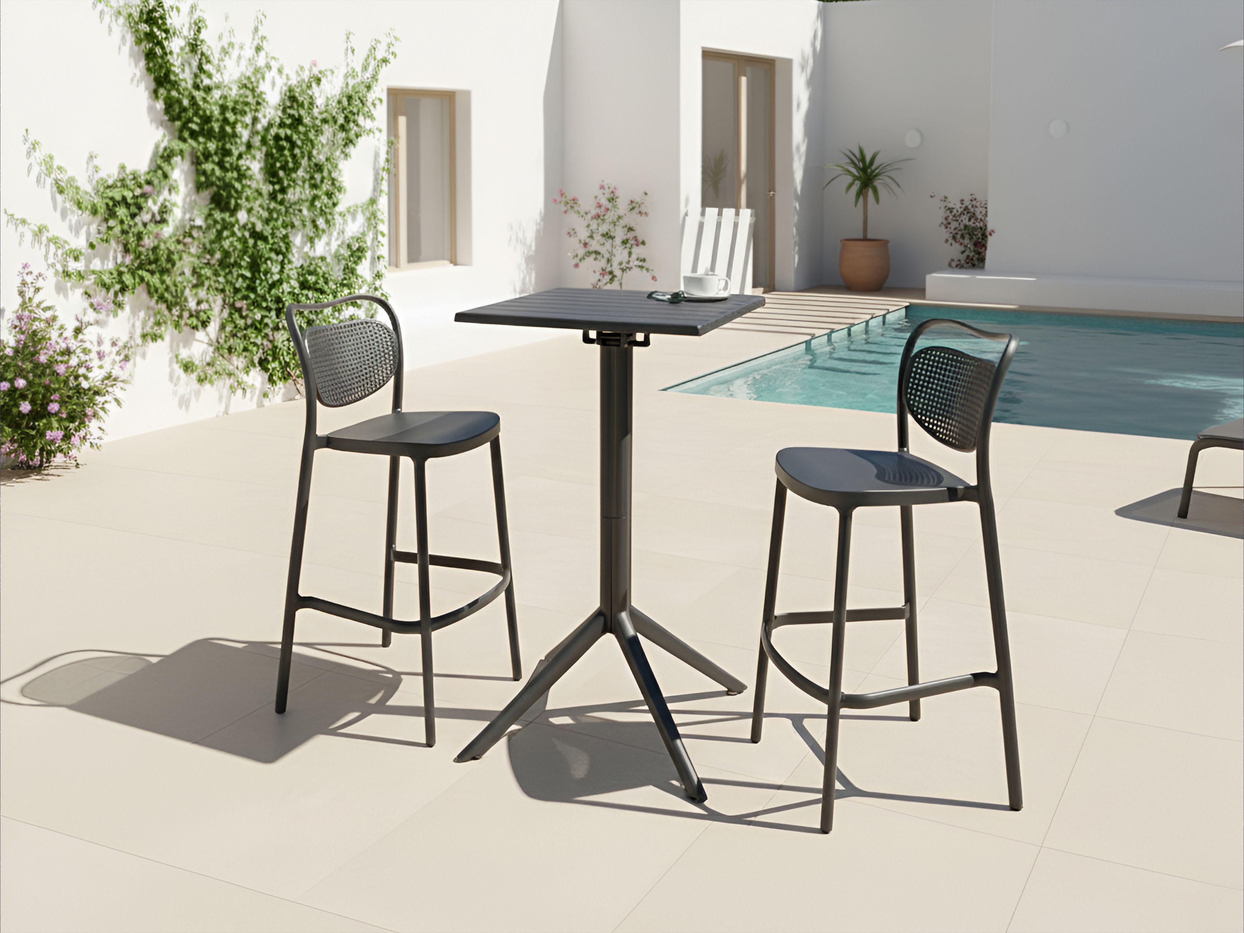 Garden Bar Table LEMNOS 60 cm 60 cm Black