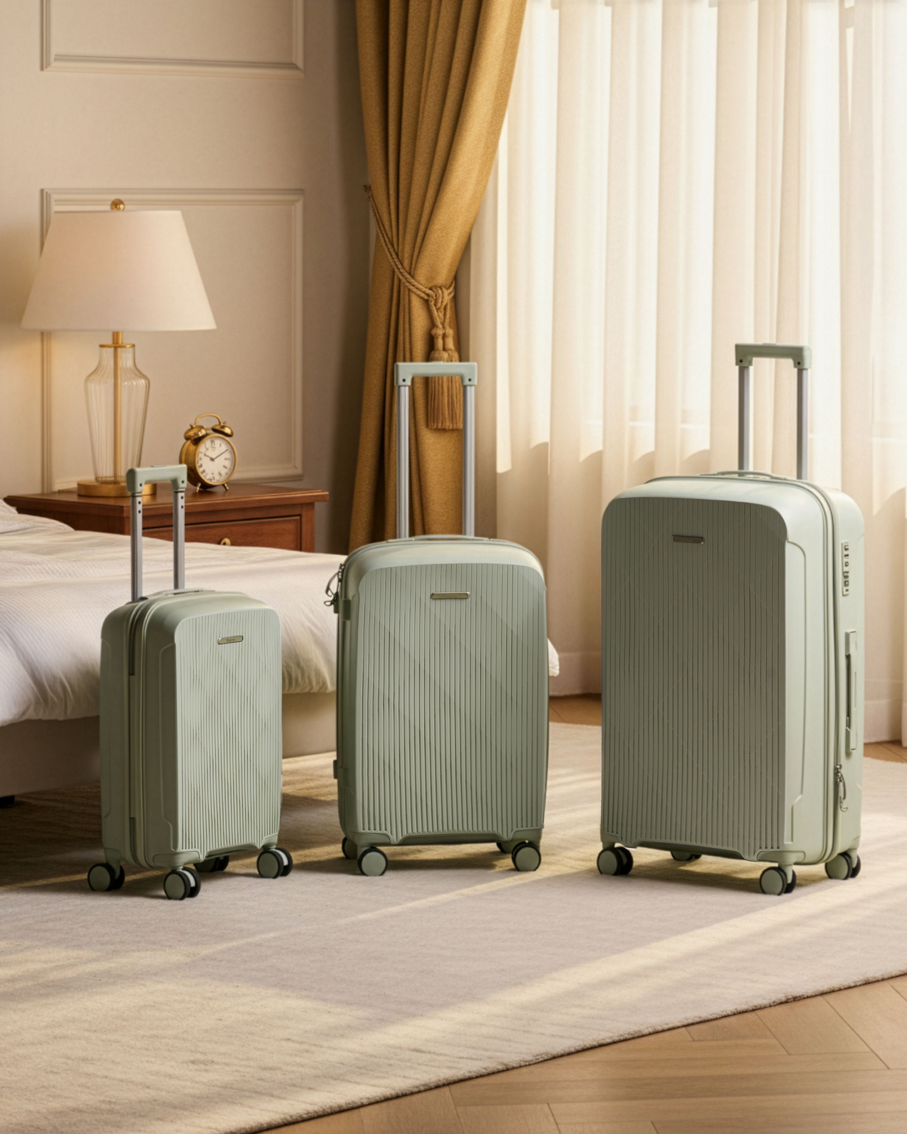 Set of 3 Hard Shell Suitcases TONSAI Light Green
