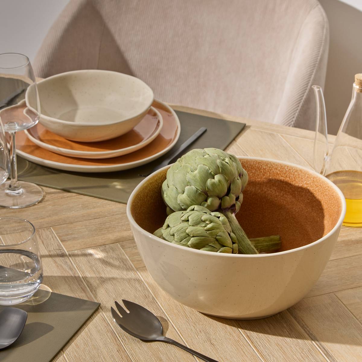 "Wonja" Salad Bowl Earthenware, D.26.2 cm, Yellow