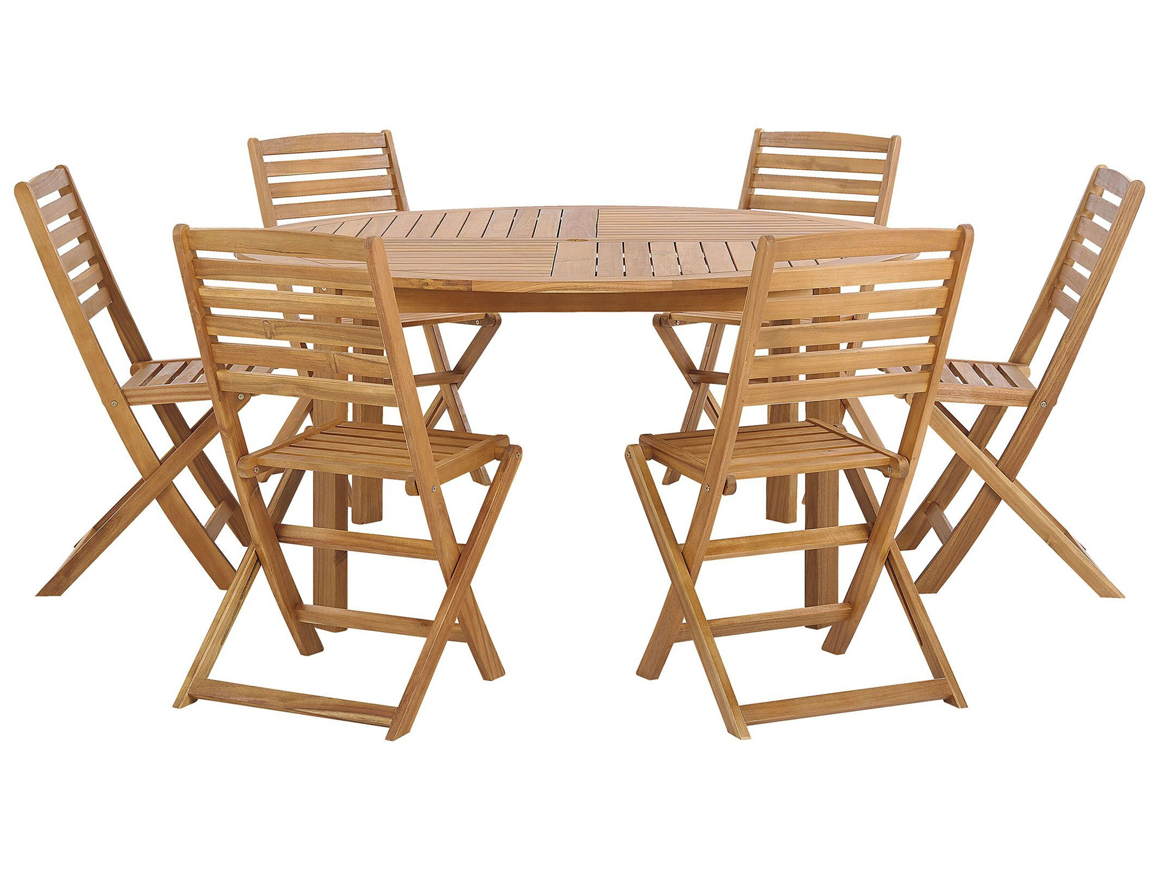 Garden Dining Set 6 Seater TOLVE Acacia Wood Brown