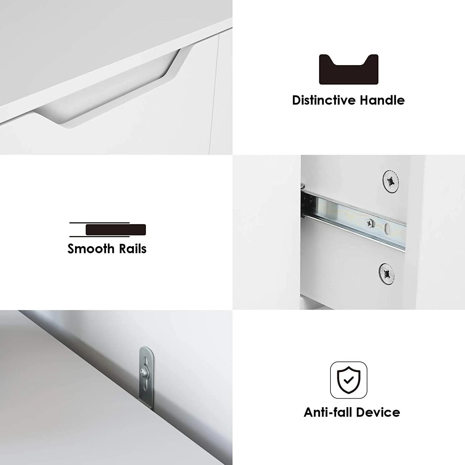 Homfa 4 Large Drawers Dresser, Modern Wood Chest of Drawers for Bedroom Hallway Living Room, White - Image 8
