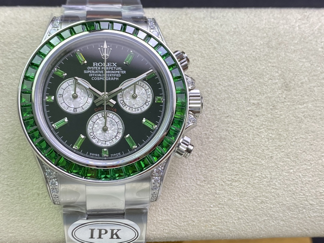 Rolex Daytona-Modified full green diamond-white gold color(1:1 replica) - Elite Watch Atelier