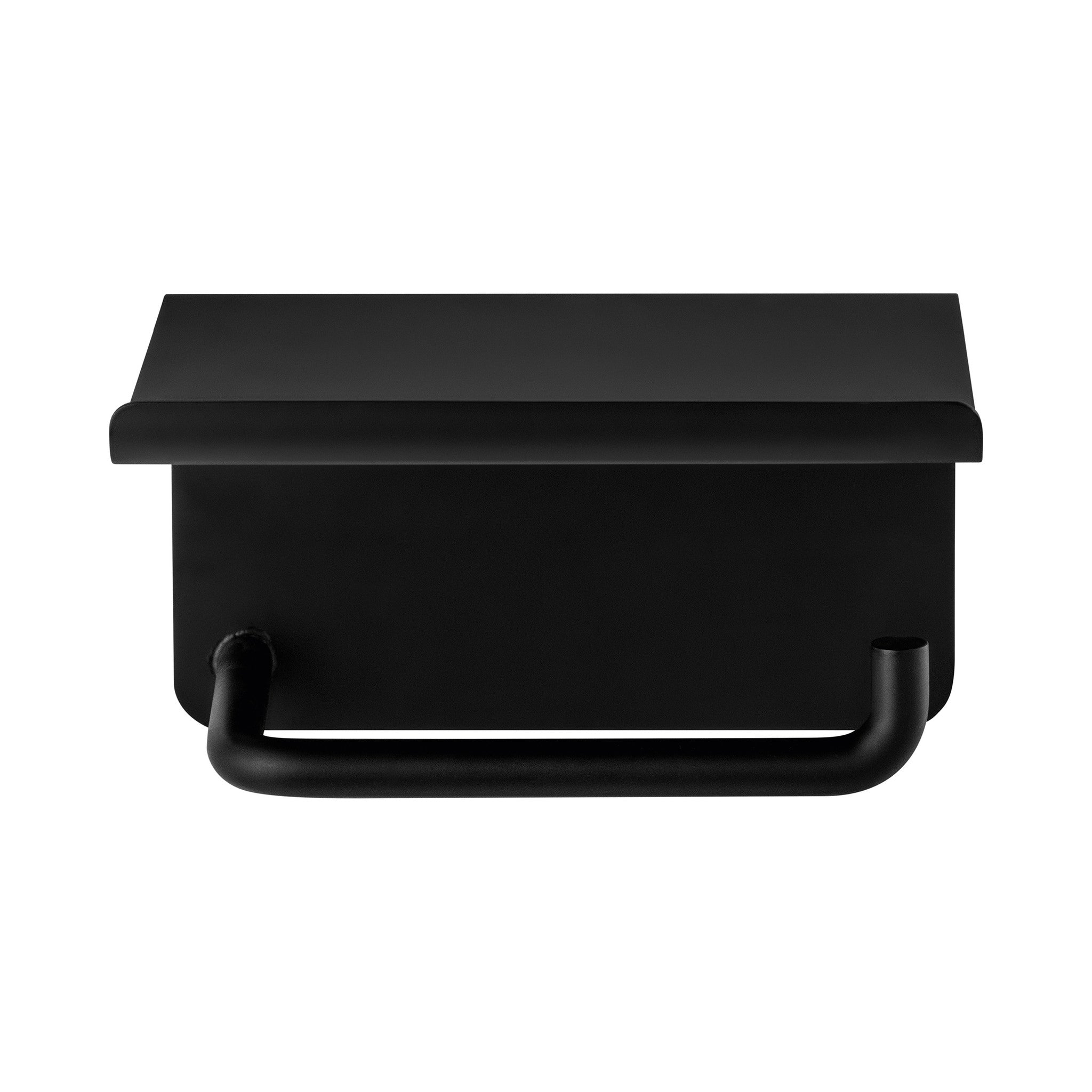 Modo Toiletrolhouder Met Plateau Black   Zwart   Staal