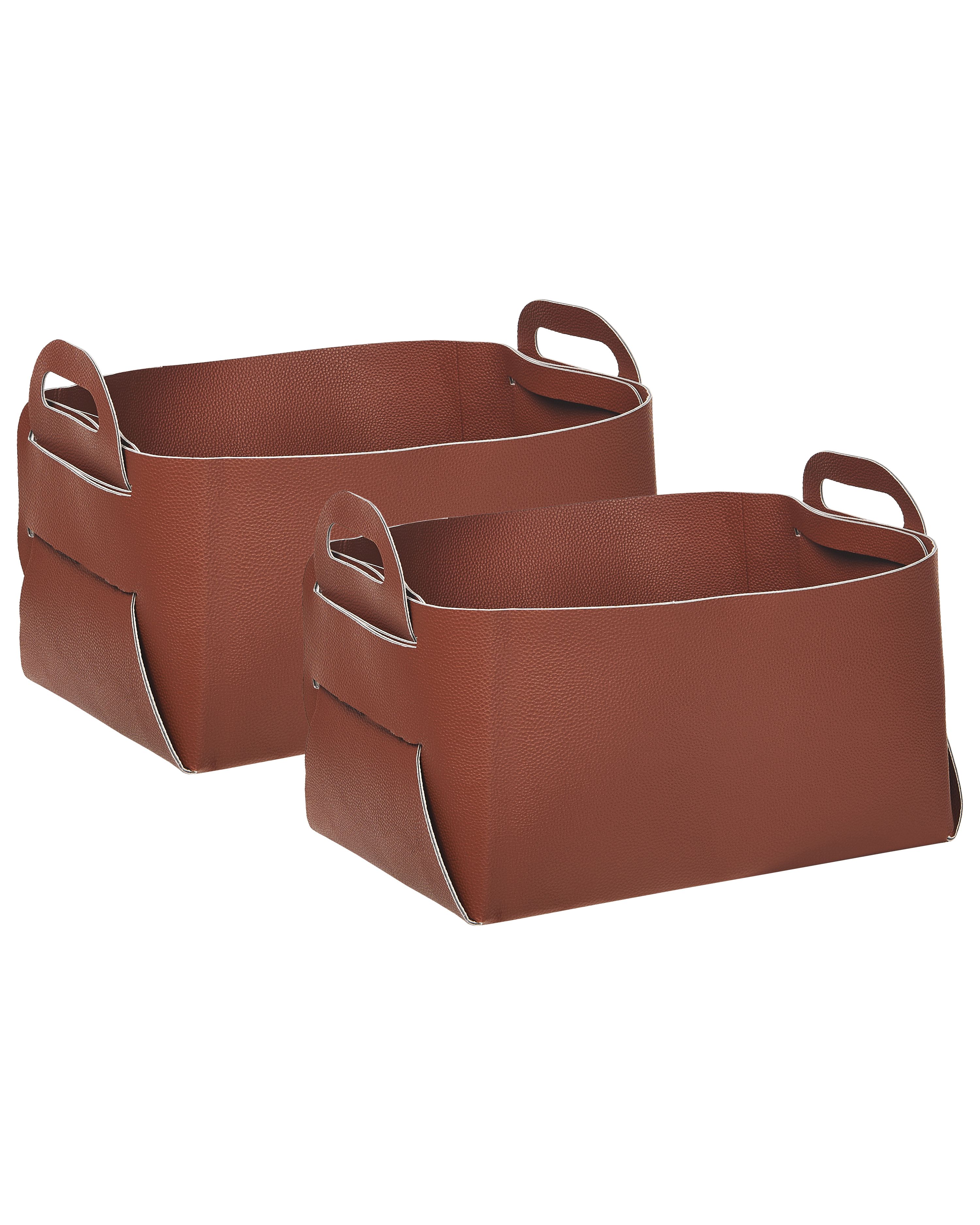 Set of 2 Baskets NUZI Faux Leather Brown