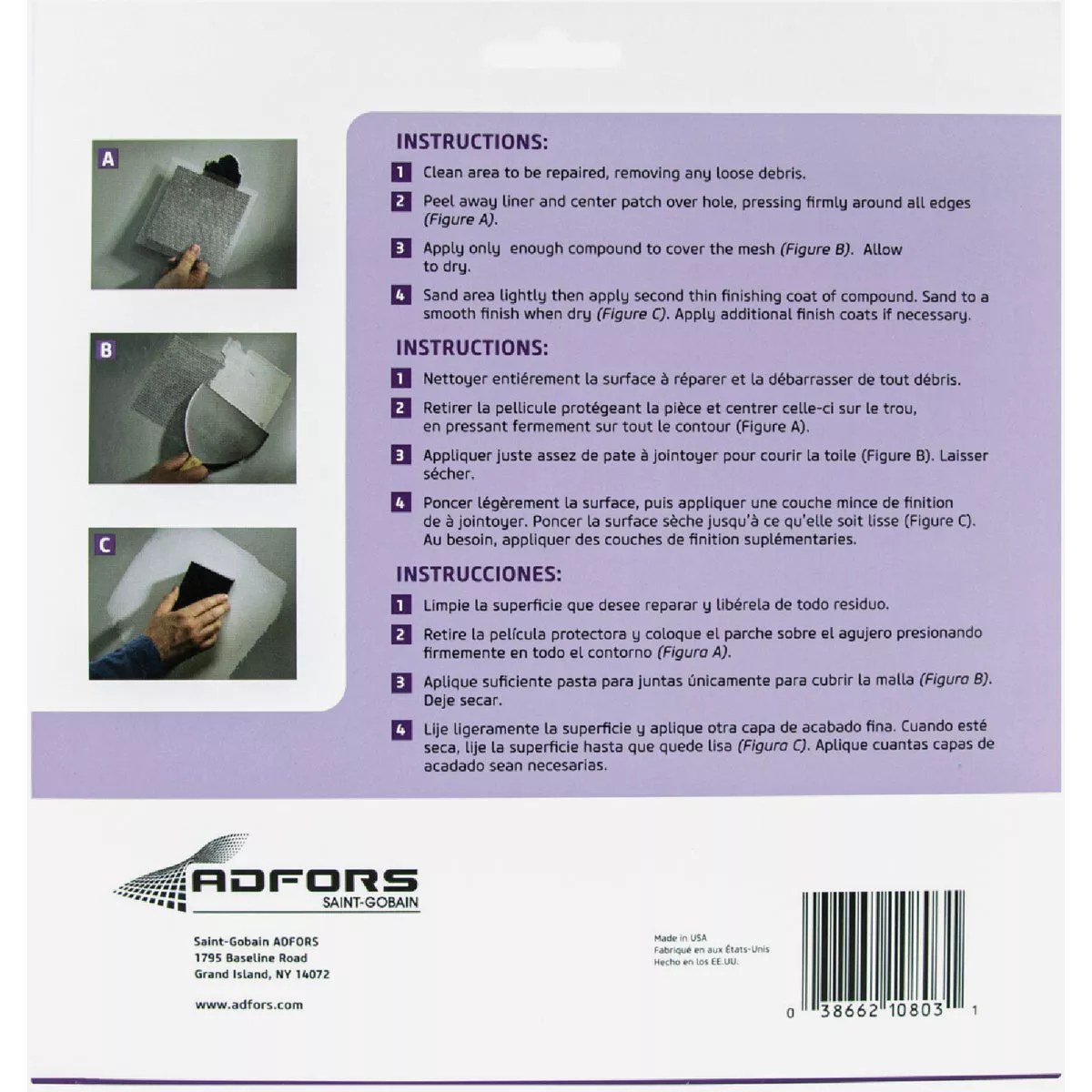 FibaTape 8 In. x 8 In. Wall & Ceiling Self-Adhesive Drywall Patch