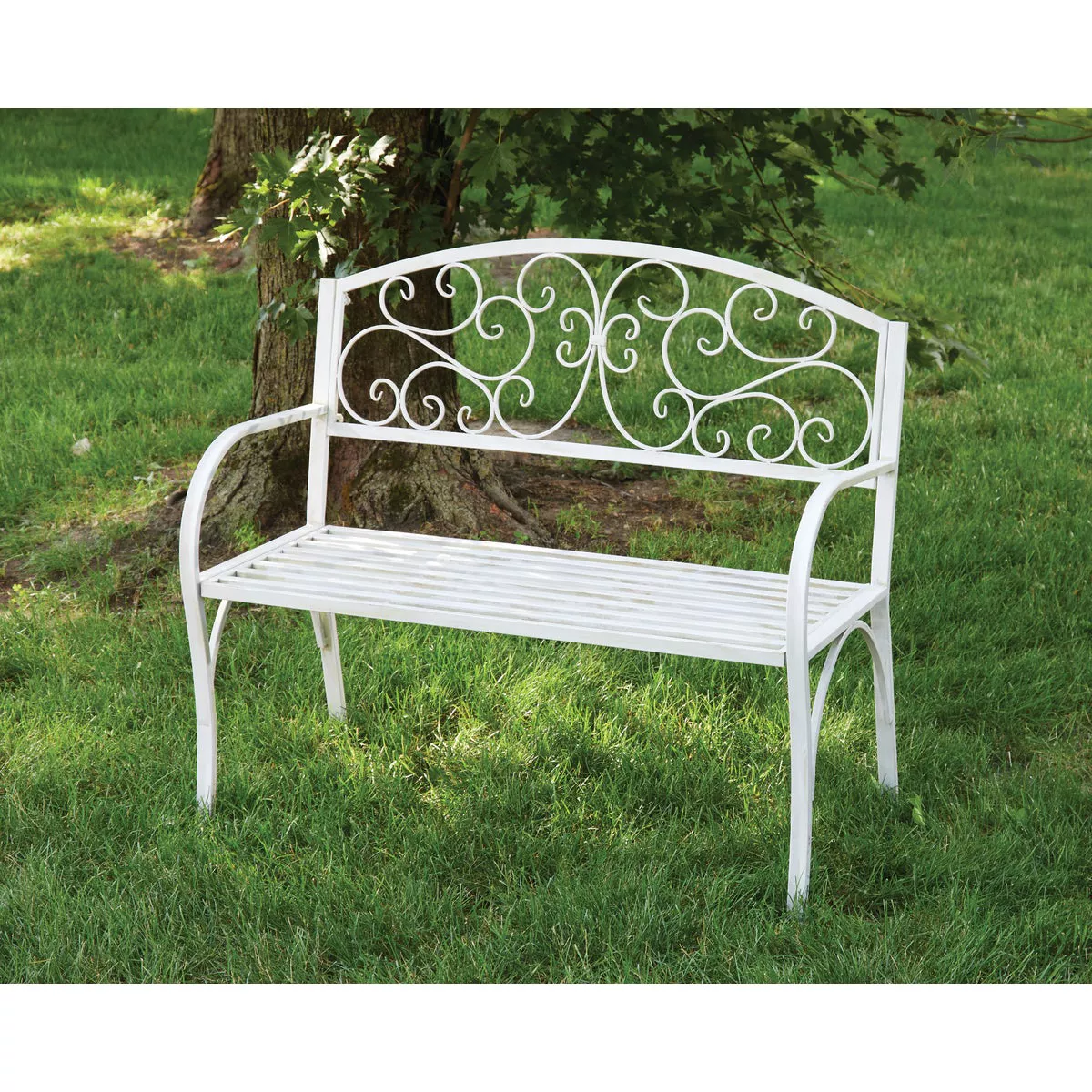 Alpine 43 In. L. White Metal Classic Garden Bench