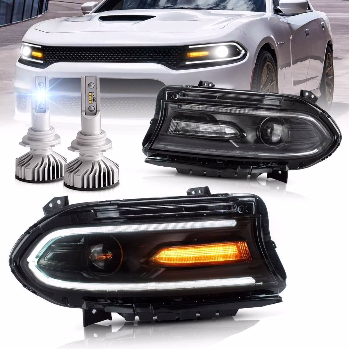 VLAND for Dodge Charger 2011 2012 2013 2014 Dual Beam Projector Headlights Replacement Assembly - Image 11