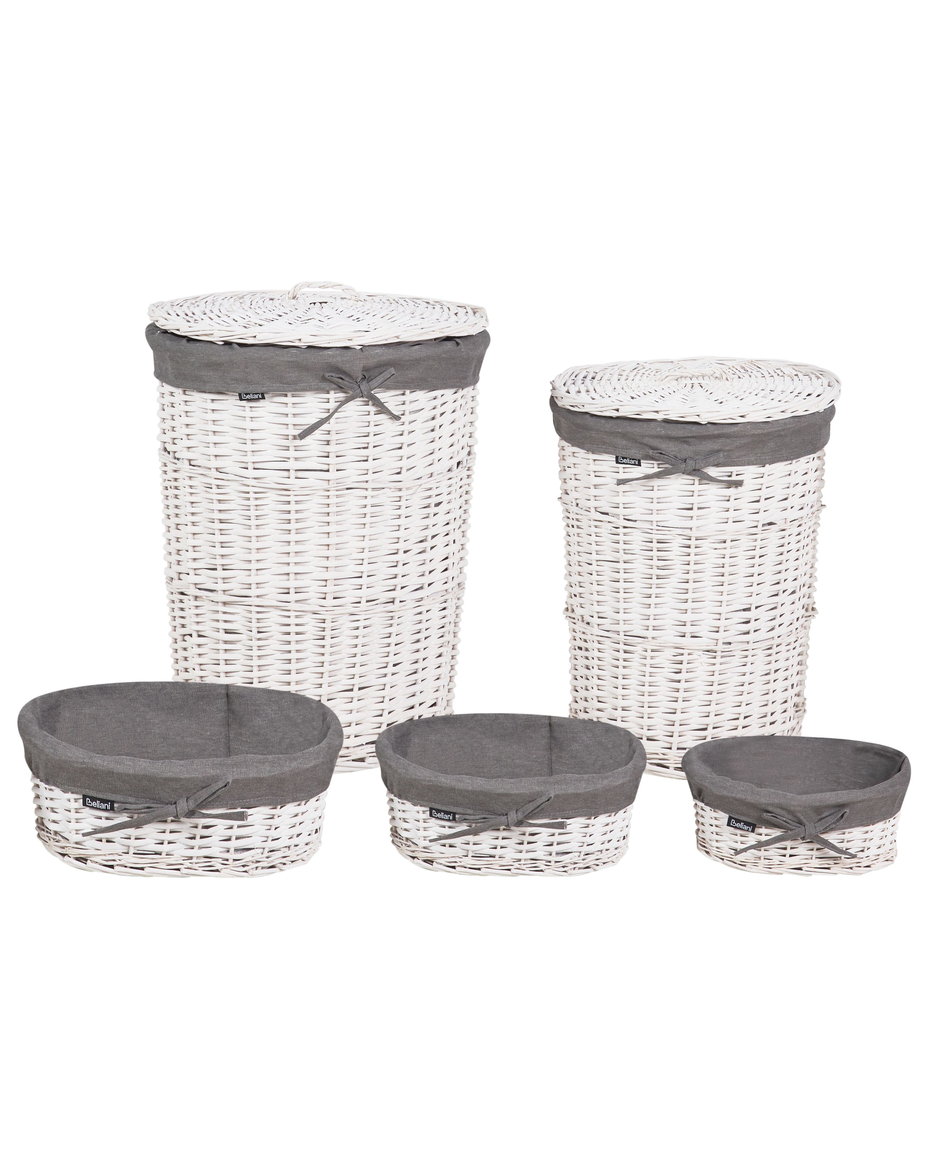 Set of 5 Baskets VAKARI Willow Wood Grey 55/89 L