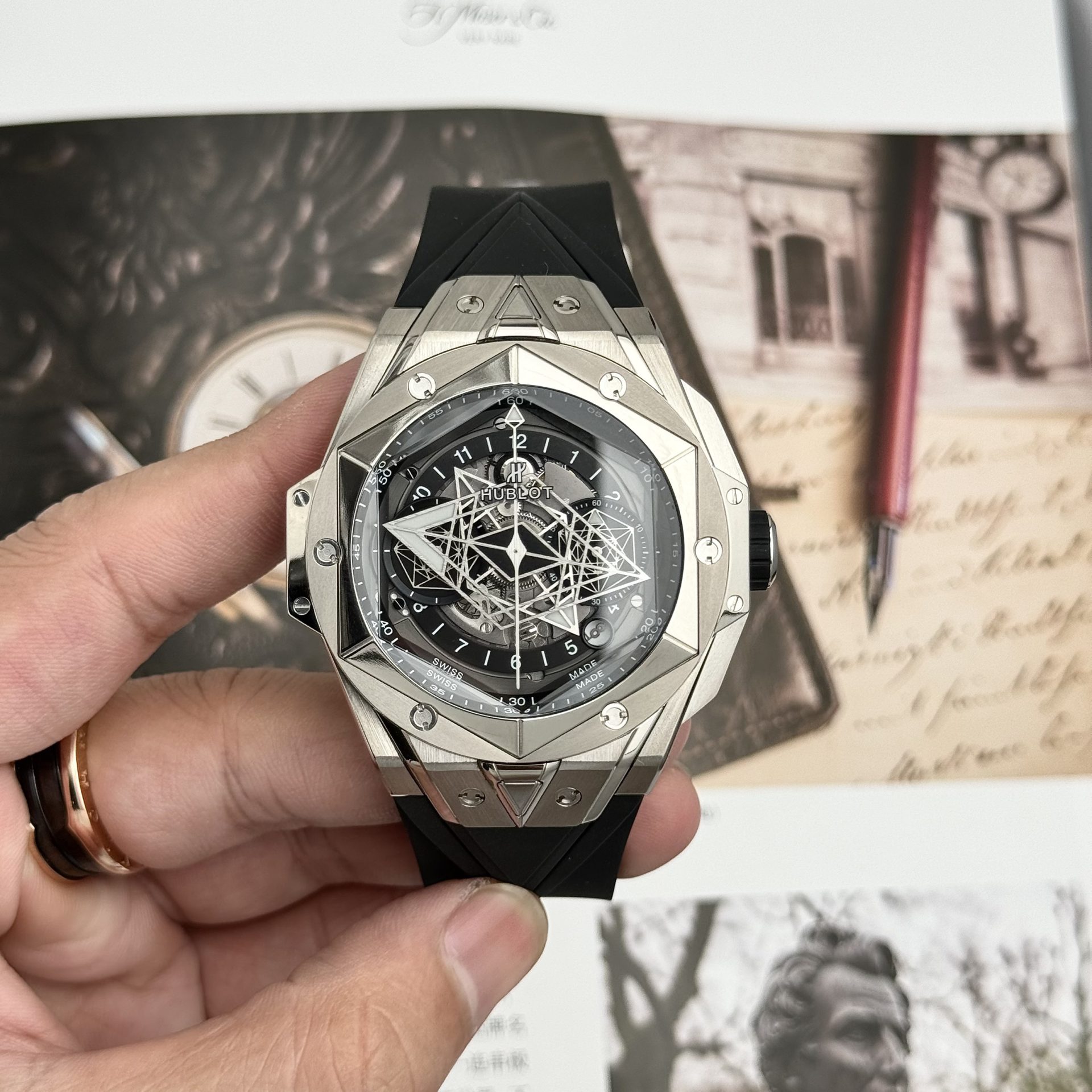 Hublot Replica Watch Big Bang Sang Bleu II Titanium Black Dial BBF 45mm - Elite Watch Atelier