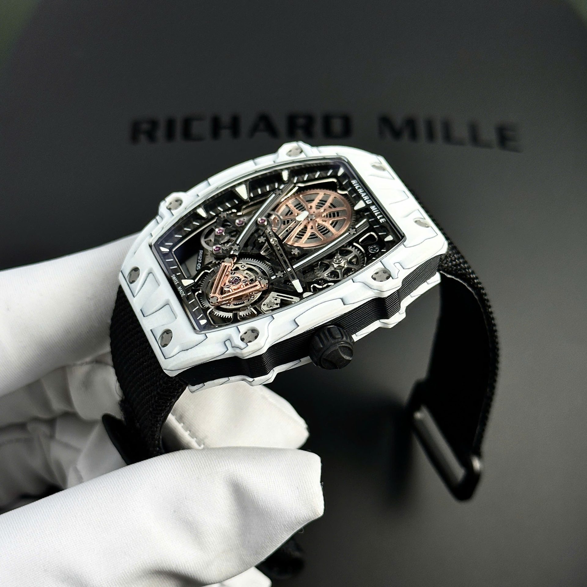 Richard Mille RM27-05 Rafael Nadal Replica Watch White Carbon Case 37.25��47.25mm - Top club