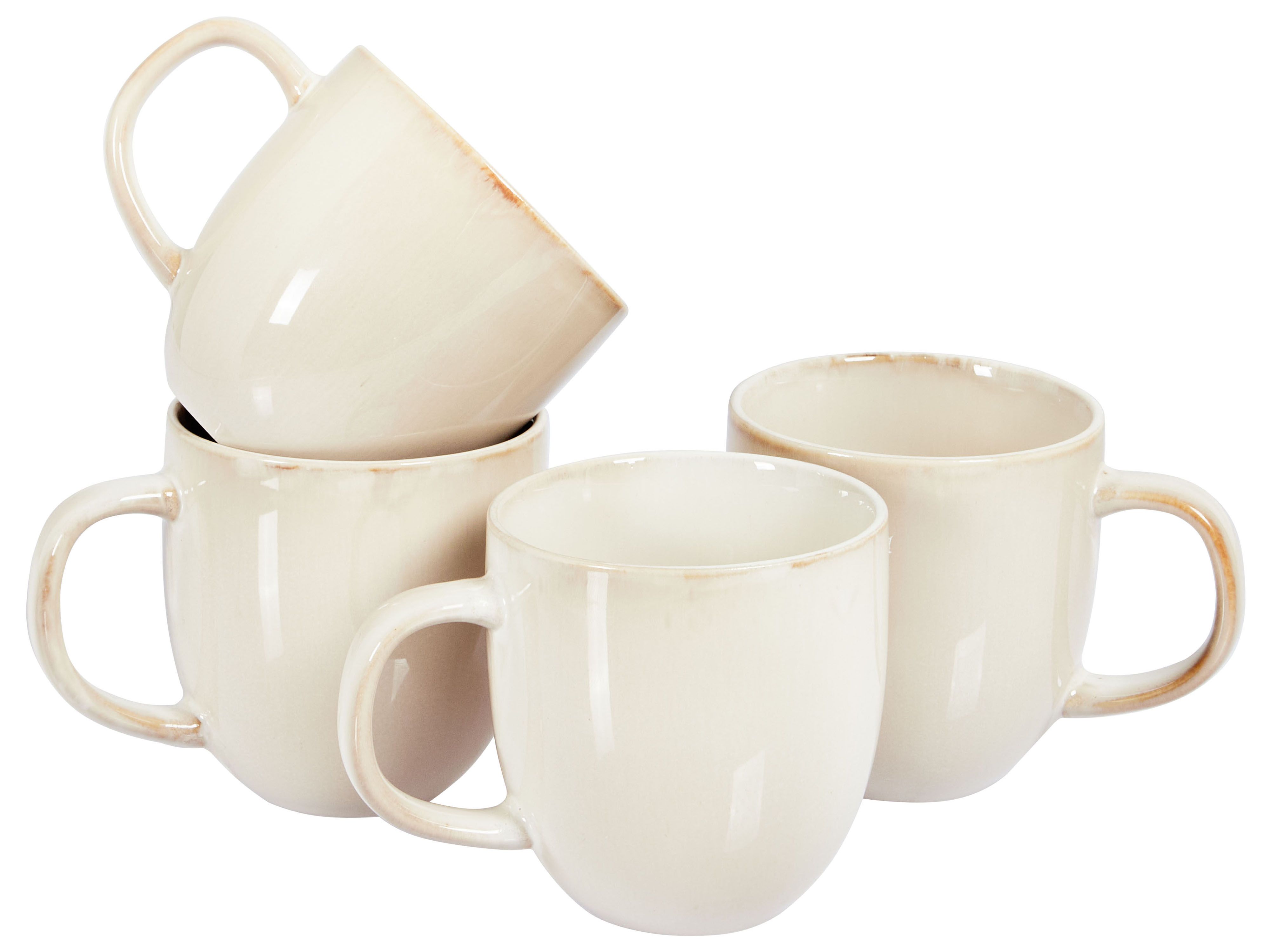 Set of 4 Mugs GINSENG Stoneware Light Beige