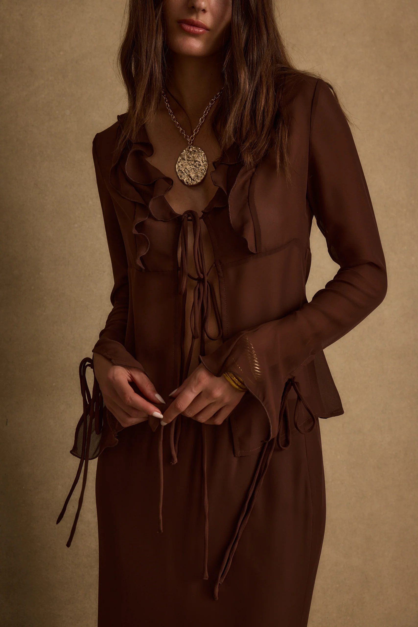 Layla Mocha Long Sleeve Top