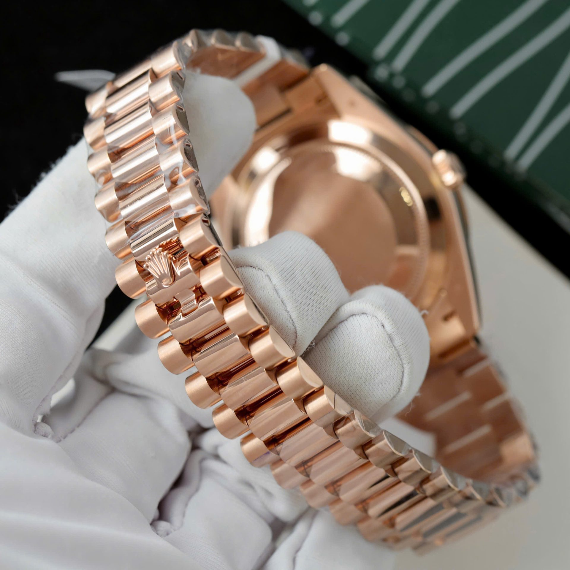 Rolex Day-Date Custom Rose Gold Wrapped + Dial Moissanite Diamonds 40mm - Top club