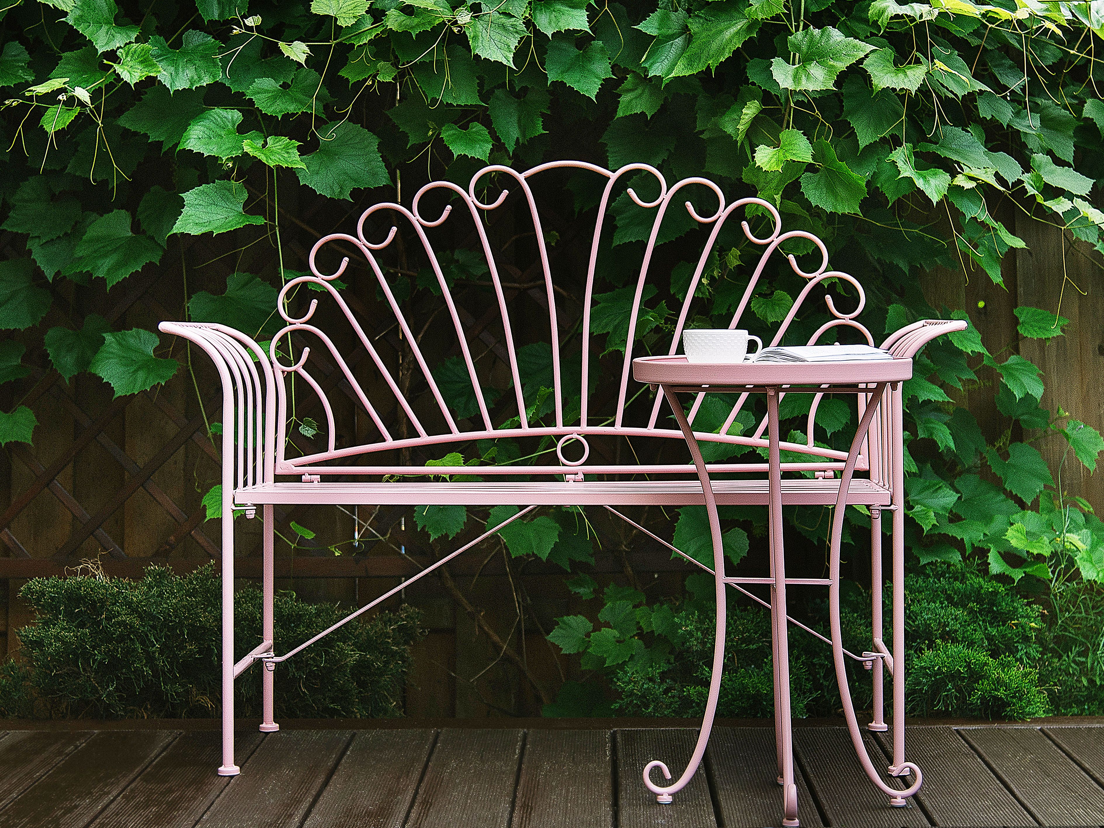 Garden Bench CAVINIA 125 cm Metal Pink