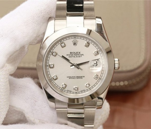 Replica Rolex DateJust 41mm 126300 Noob White Dial Diamonds Markers SS Bracelet A3235 - Elite Watch Atelier