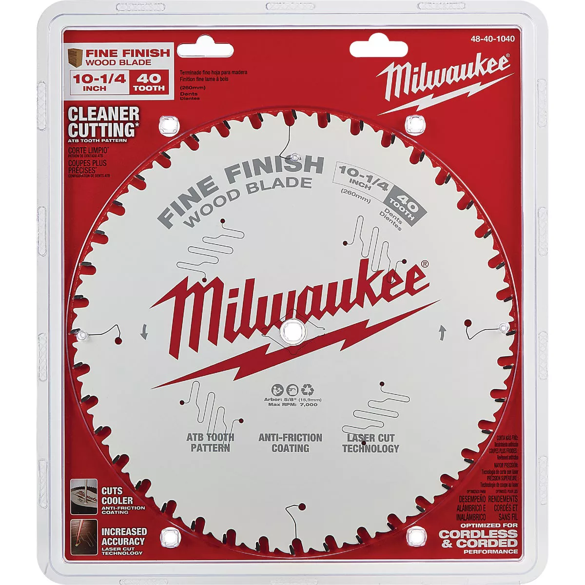 Milwaukee 10-1/4 In. 40-Tooth Fine Finish Circular Saw Blade