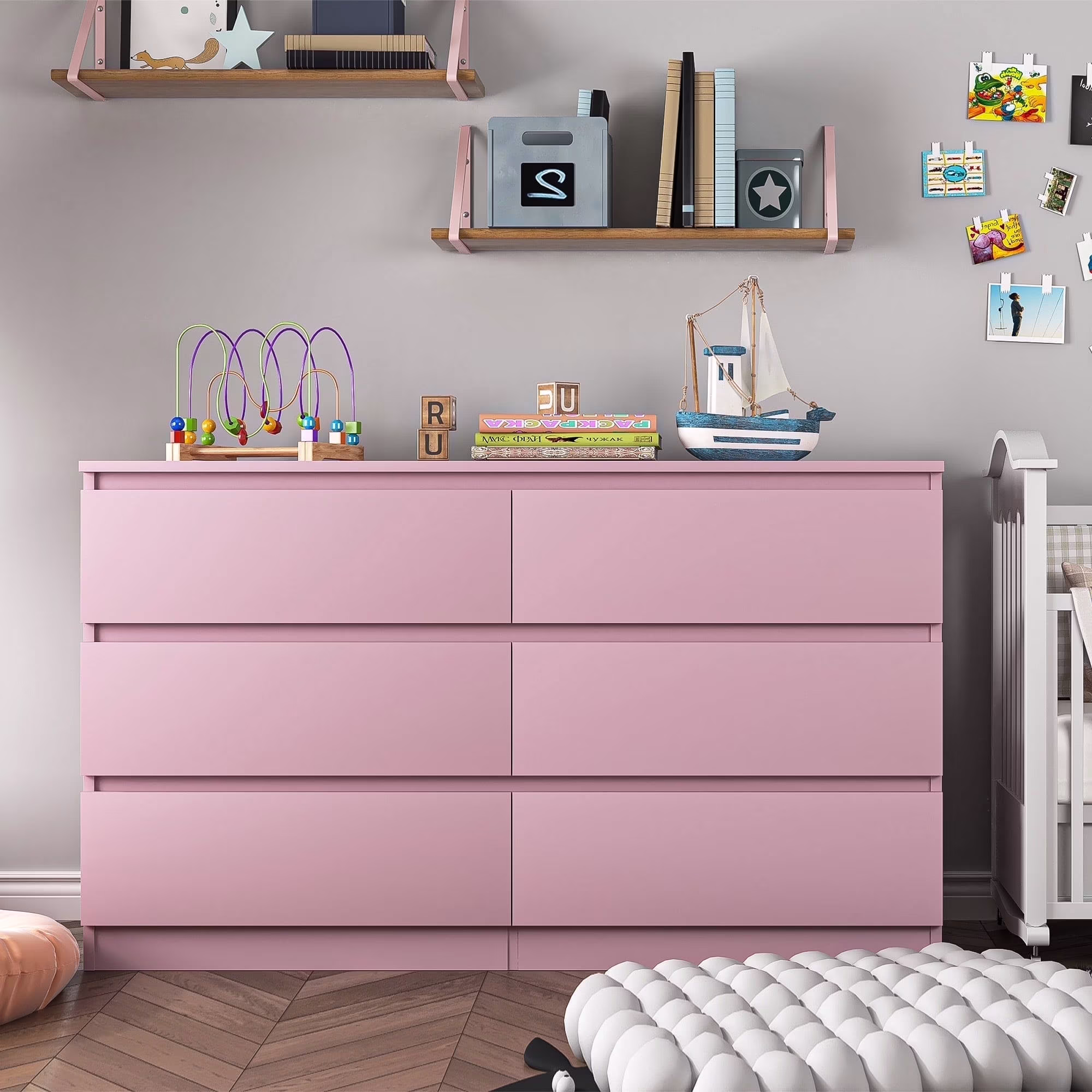 Kadyn White Chest of Drawer, 6 Double Drawer Dresser for Bedroom, Modern Storage Cabinet for Living Room, Dresser - Image 28