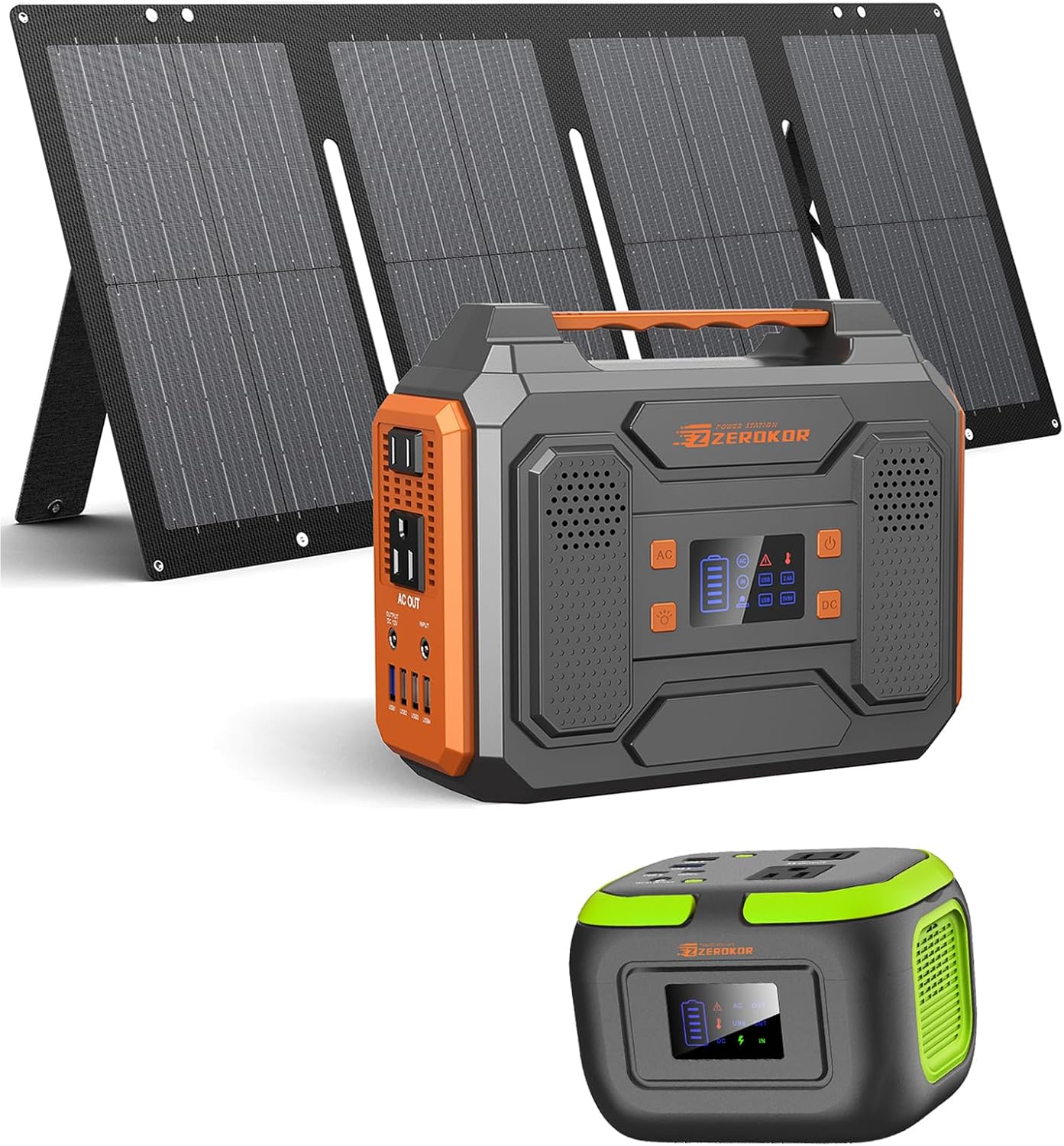 ZeroKor 300W Portable Power Station Bundle With 60W Solar Panel And 120W Power Bank ZeroKor 300W Portable Power Station Bundle With 60W Solar Panel And 120W Power Bank