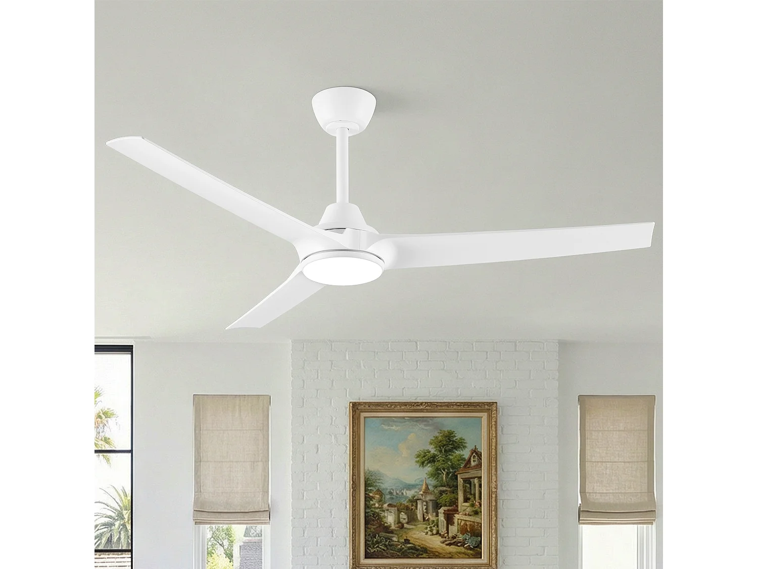 Parrot Uncle Ventilateur de plafond avec éclairage LED, diamètre 132 cm, blanc mat, 6 vitesses, dimmable