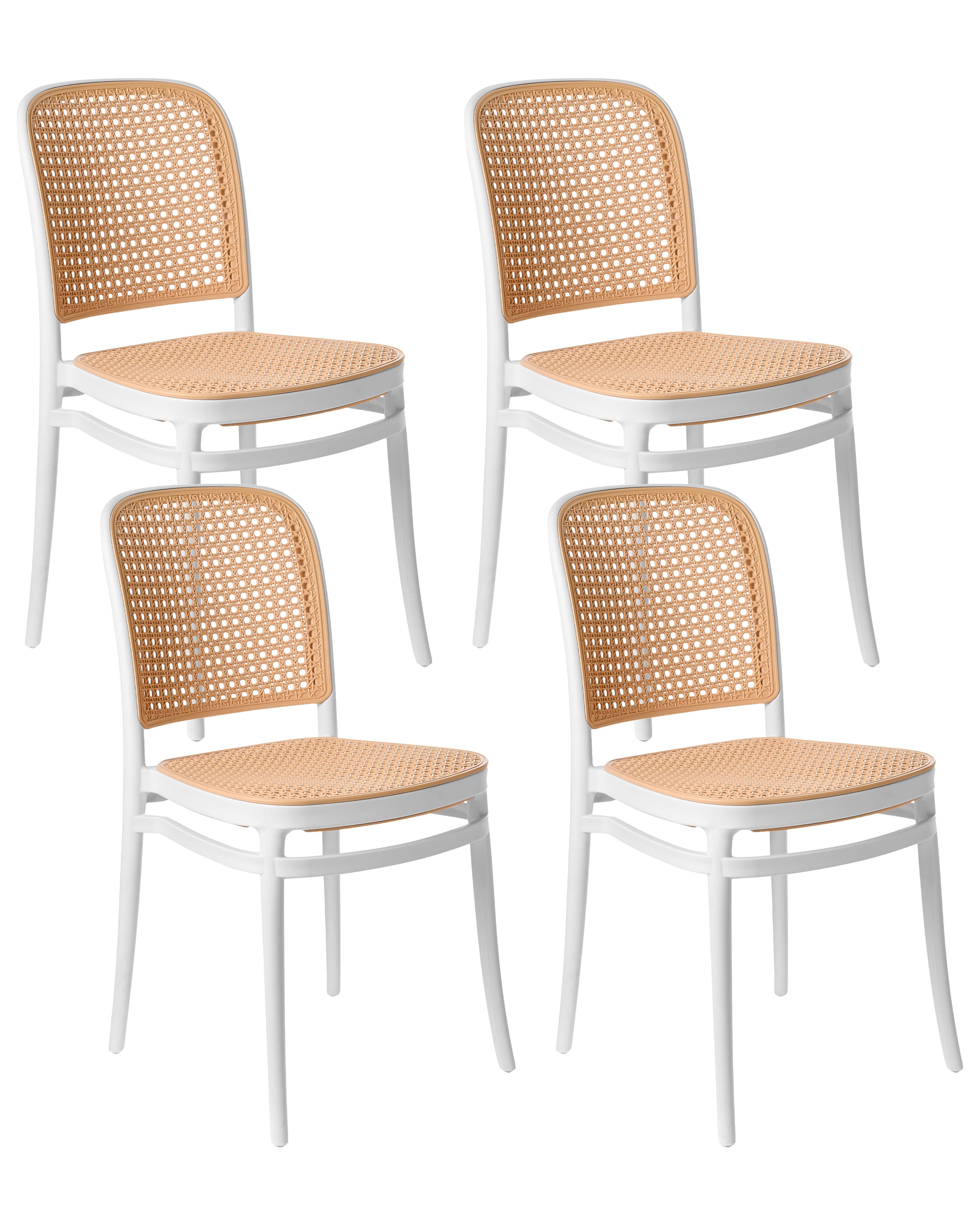 Set of 4 Garden Chairs PLOSE White/ Beige