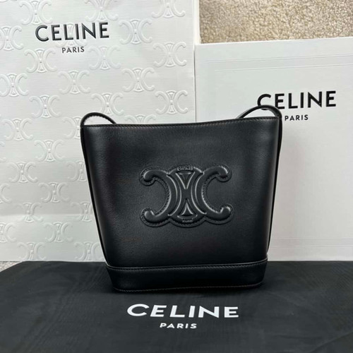 Celine CUIR TRIOMPHE Mini smooth cowhide bucket bag black