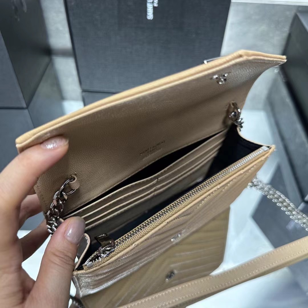 YSL Chain Shoulder Bag  - Beige Leather & Silver Hardware1:1High-quality replica
