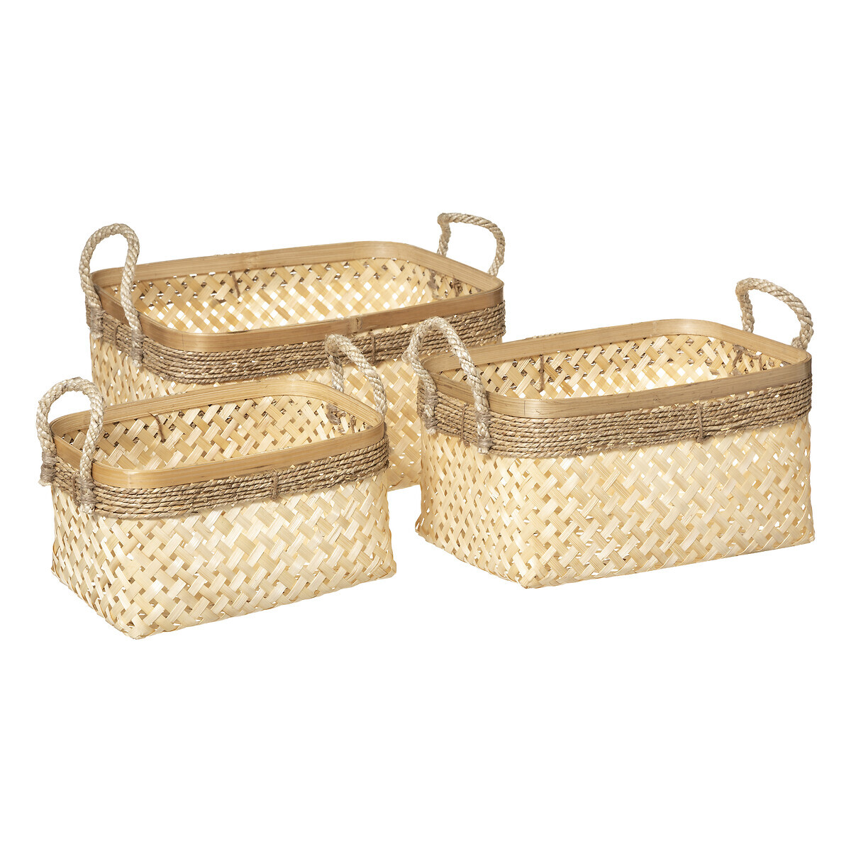 Set of 3 baskets Bamboo, L.29/35/39 cm