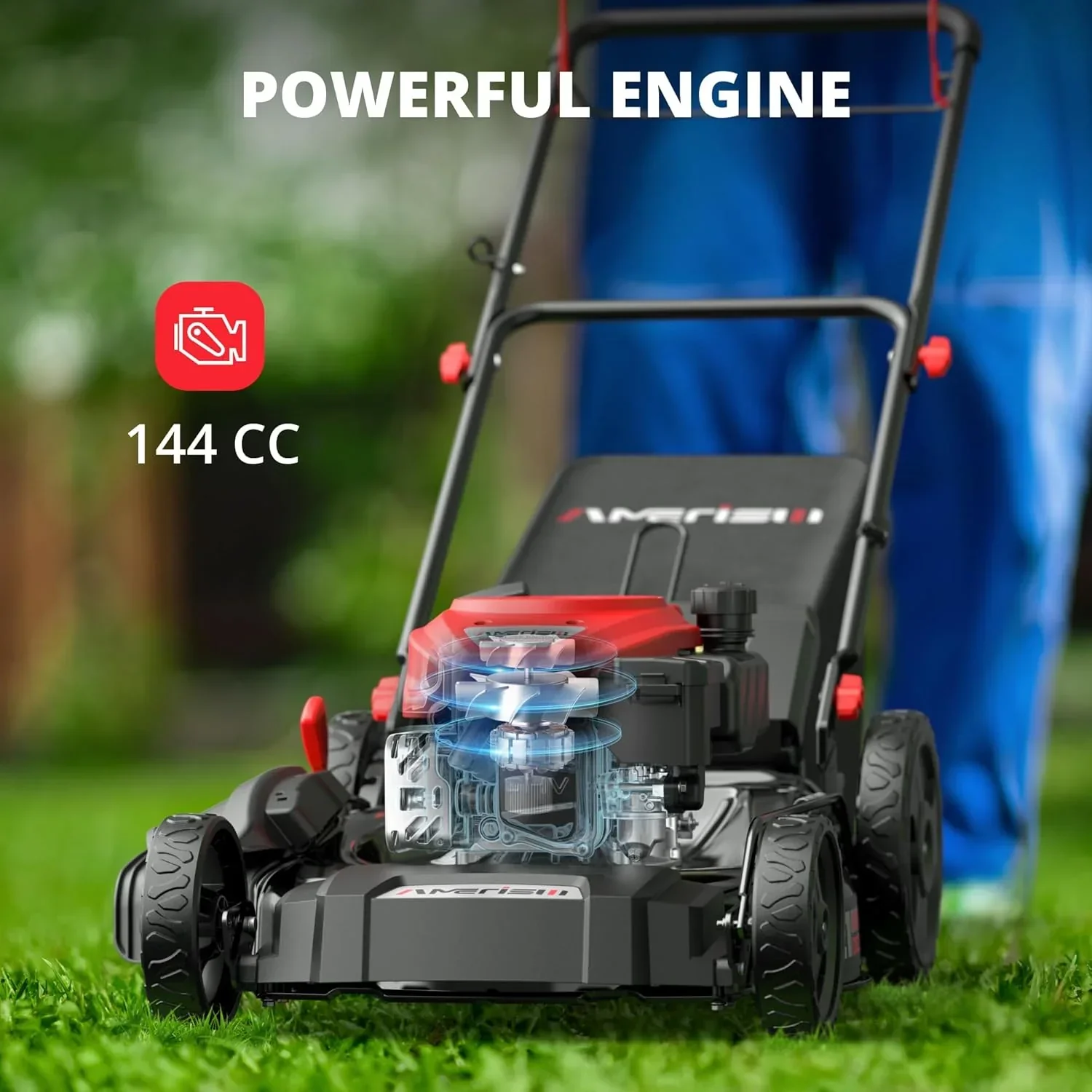 AMERISUN 21 Inch Steel Deck Gas Push Lawn Mower, 144cc 4-Stroke Engine, 3-in-1 - 144cc 3in1 Push - Image 5 AMERISUN 21 Inch Steel Deck Gas Push Lawn Mower, 144cc 4-Stroke Engine, 3-in-1 - 144cc 3in1 Push - Image 5