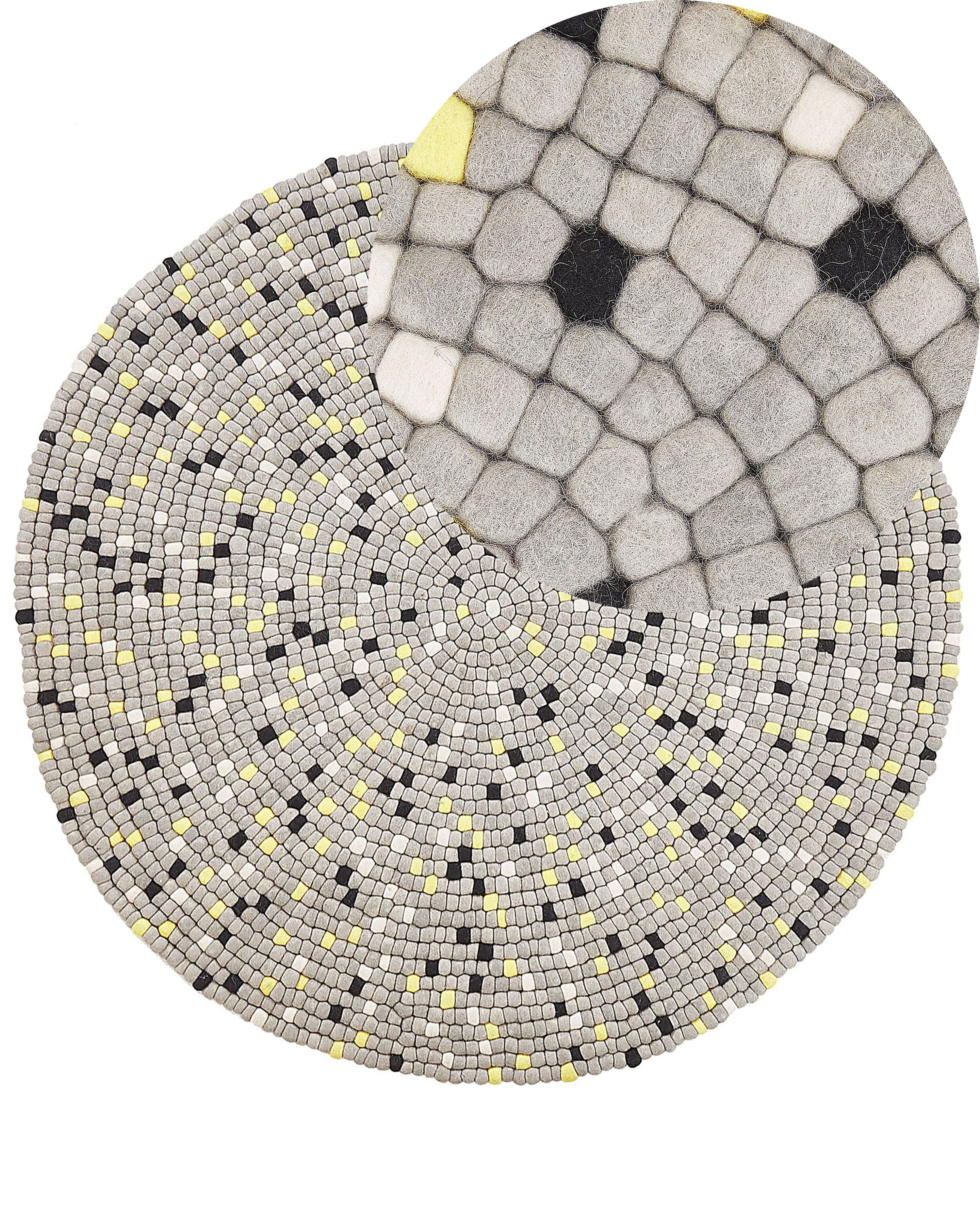 Rug PENEK Light Grey ø 140 cm Wool