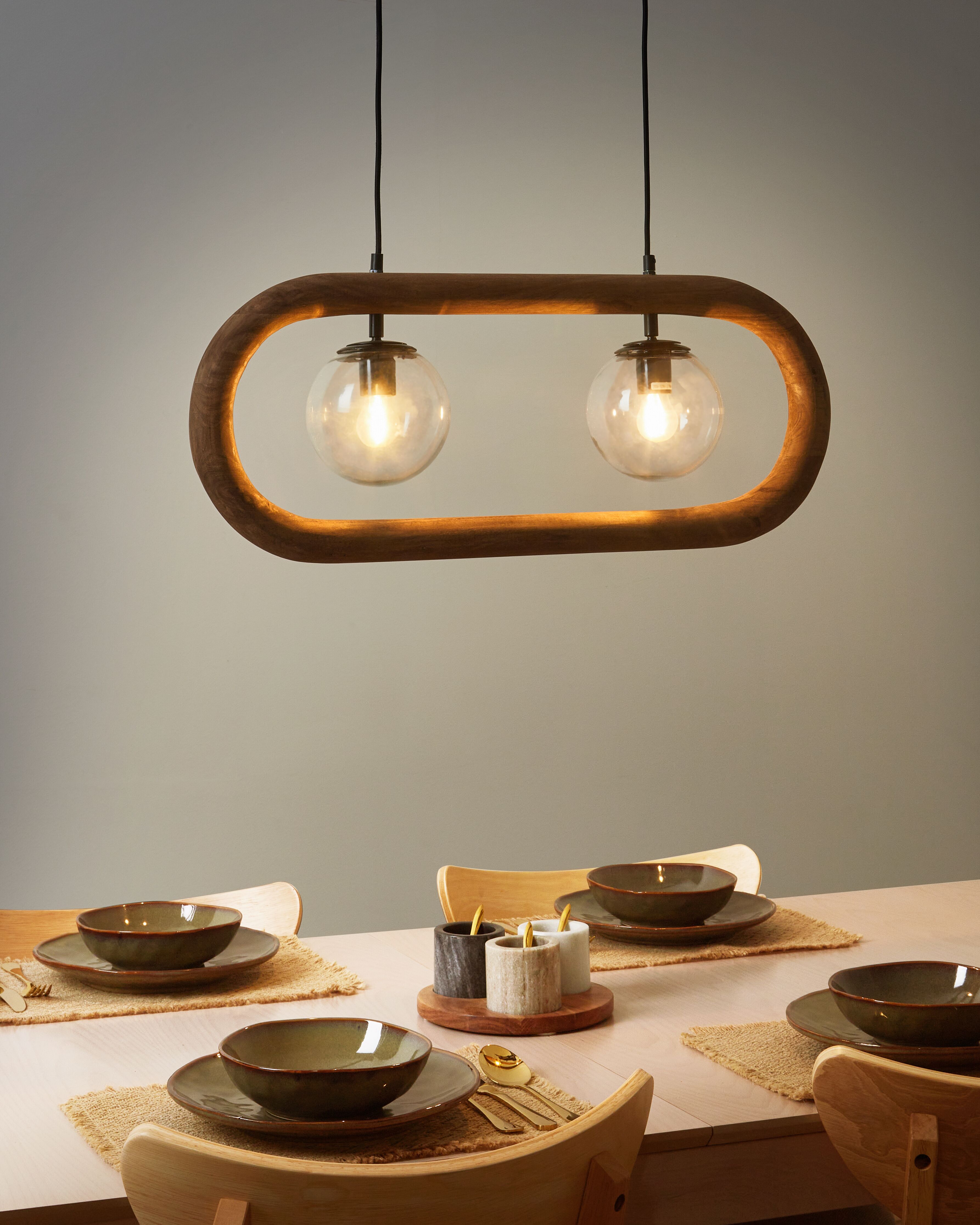 Pendant Lamp AYENSU Mango Wood Dark Brown