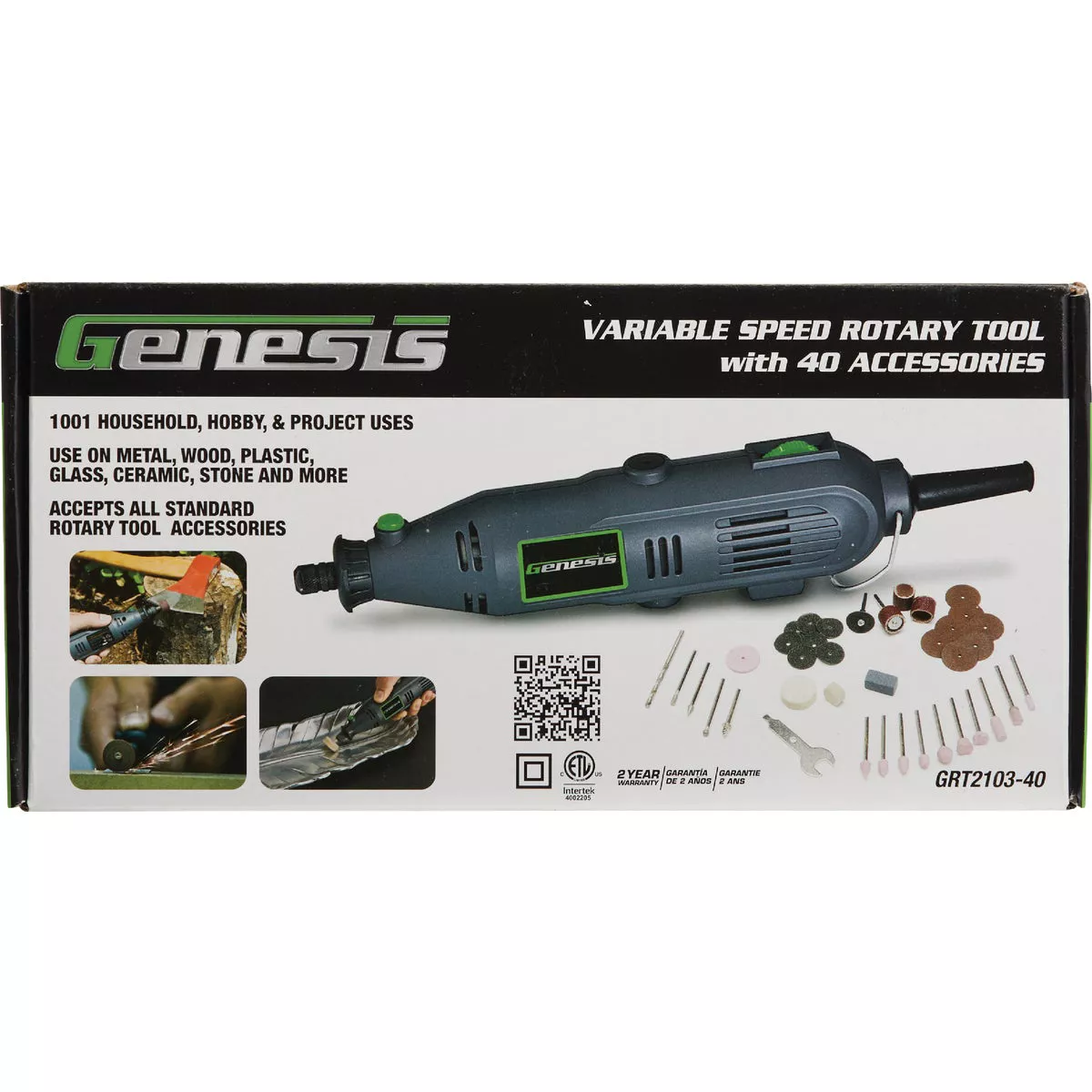 Genesis 120V 1A Variable Speed Electric Rotary Tool Kit with 40 Accessories