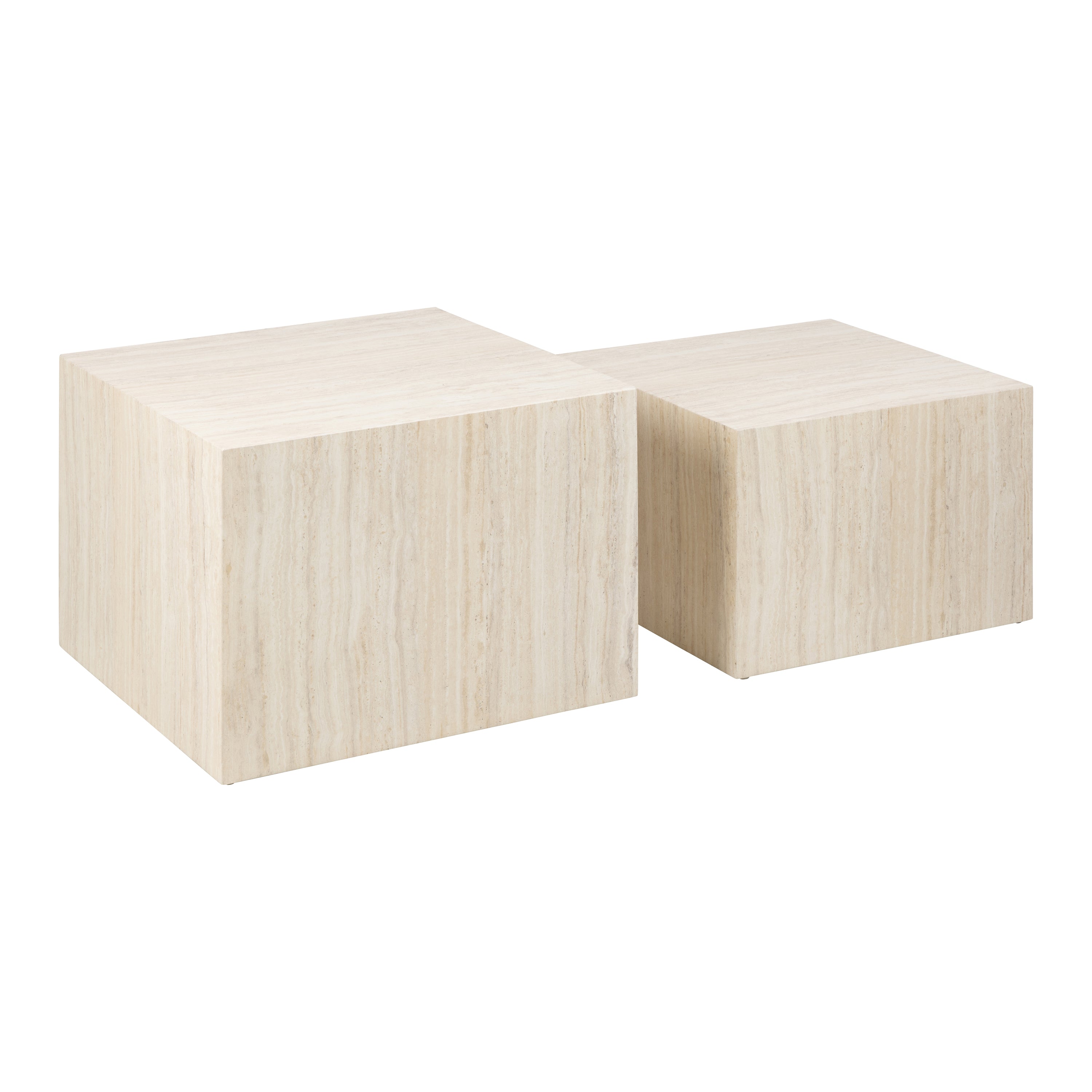 Blokker Dice Bijzettafel Set van 2 - Vierkant - Crème