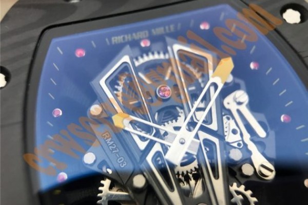 Replica Richard Mille RM027-03 Full Black Carbon Skeleton Dial Black Rubber Strap 6T51 - Top club