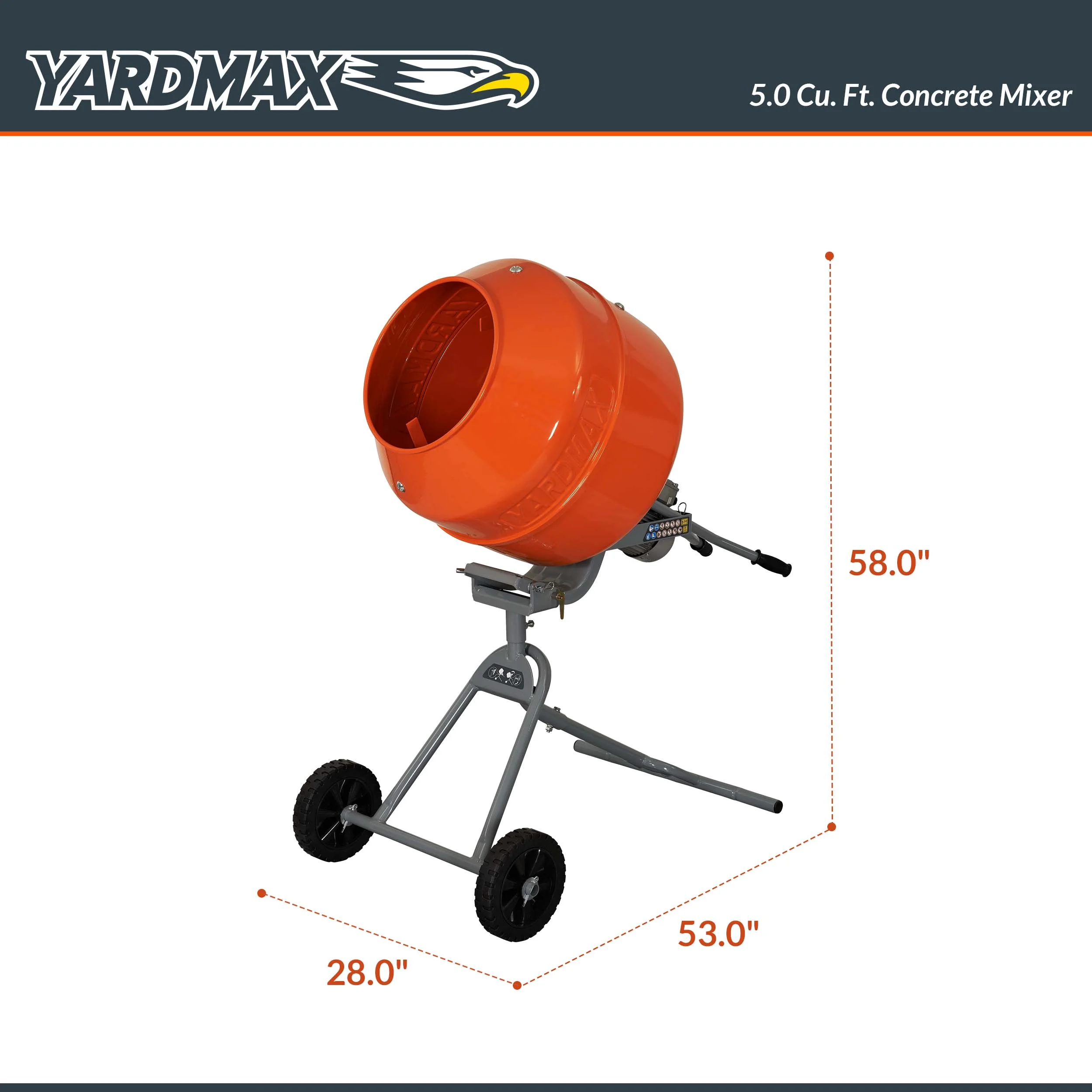 YARDMAX YM0146 5.0 cu ft CONCRETE MIXER - Image 4