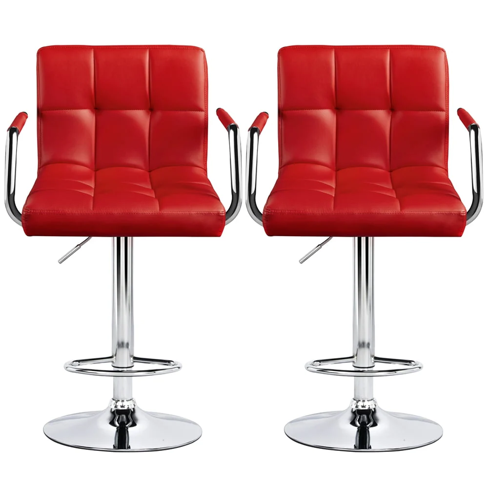 Yaheetech 2pcs PU Leather Adjustable Bar Stools for Dining Room, Black - Image 14