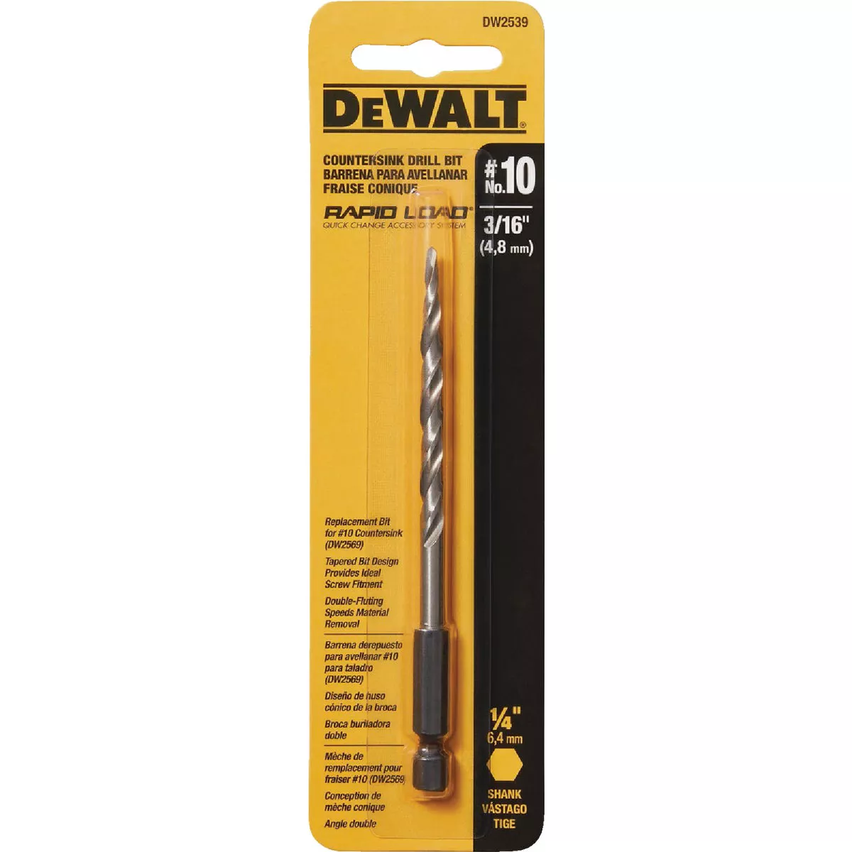 DEWALT Rapid Load #10 3/16 In. High-Speed Countersink Bit