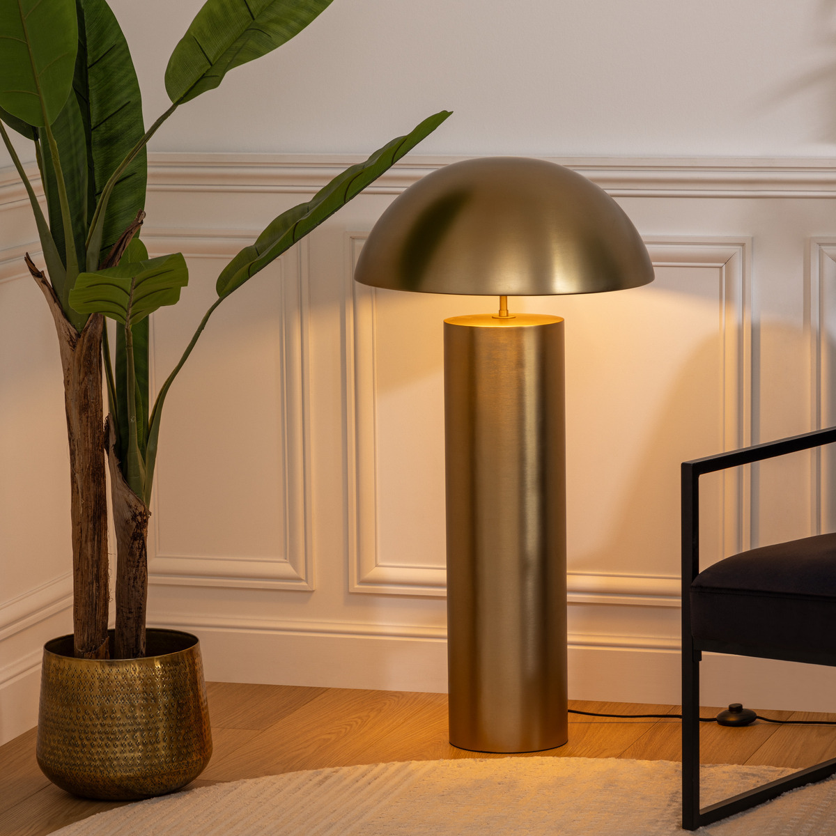 Straight floor lamp "Champi" Metal, golden, h.97 cm