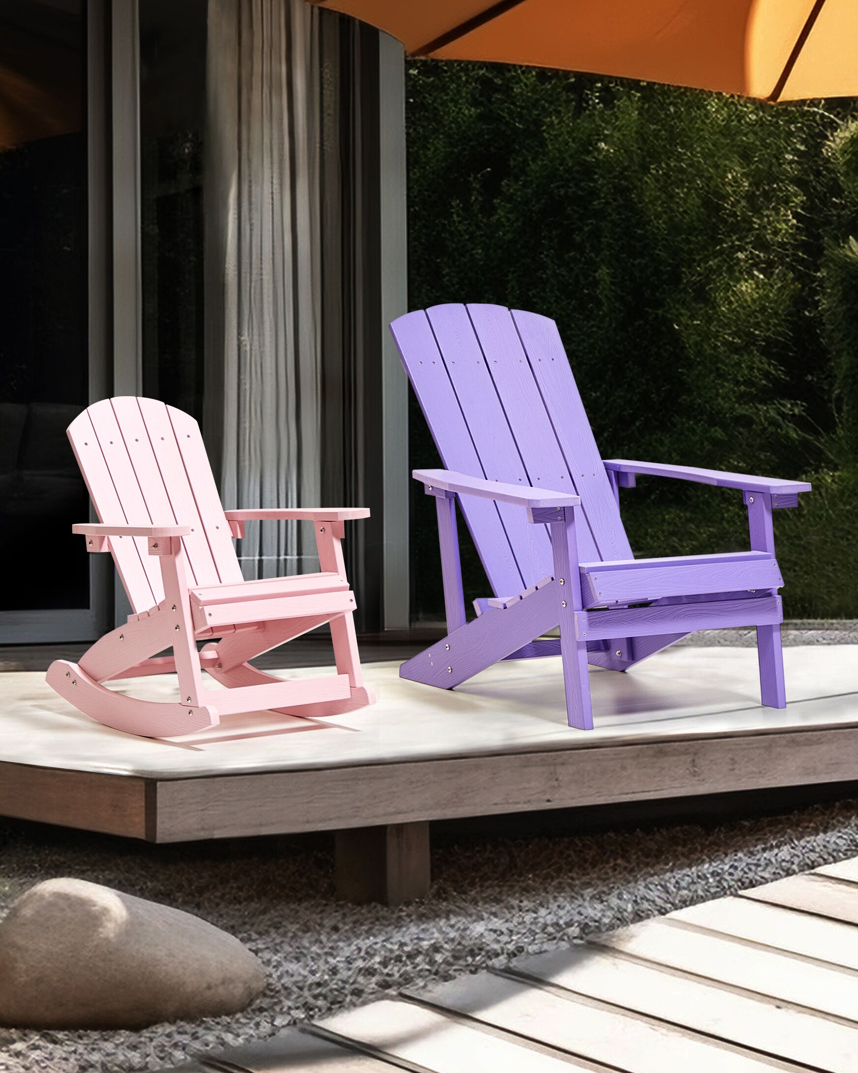 Garden Kids Rocking Chair ADIRONDACK Pastel Pink