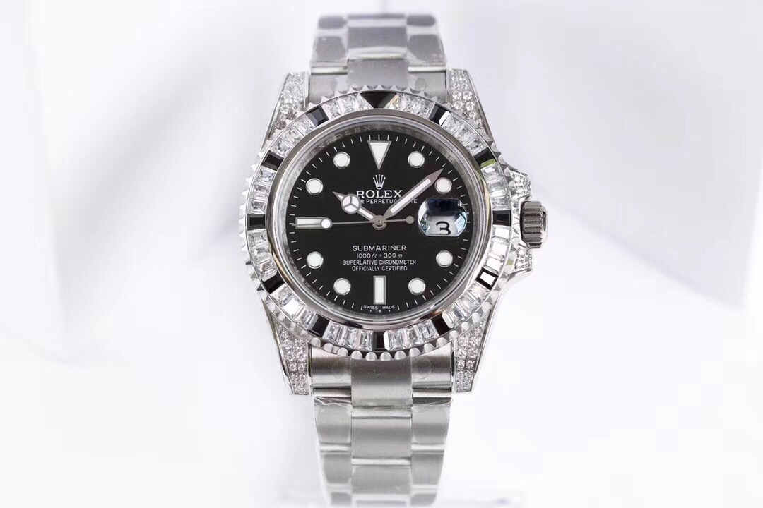 Rolex Submariner Customized with Diamonds-Black Diamonds-40MM(1:1 replica) - Elite Watch Atelier
